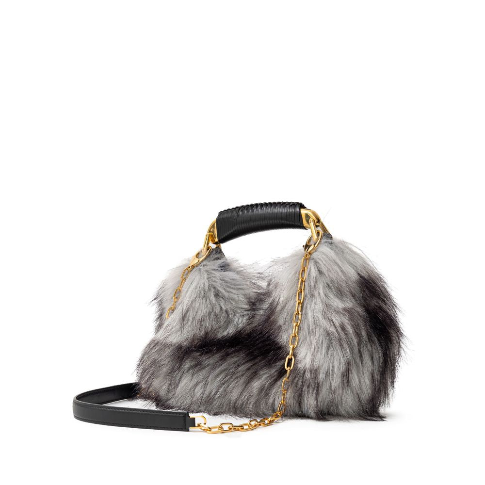Graue Lederhandtasche