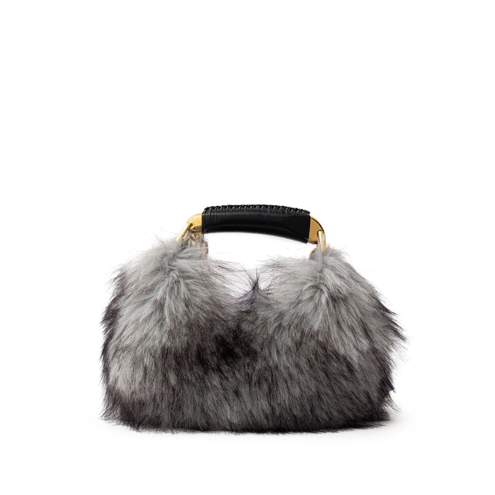 Graue Lederhandtasche