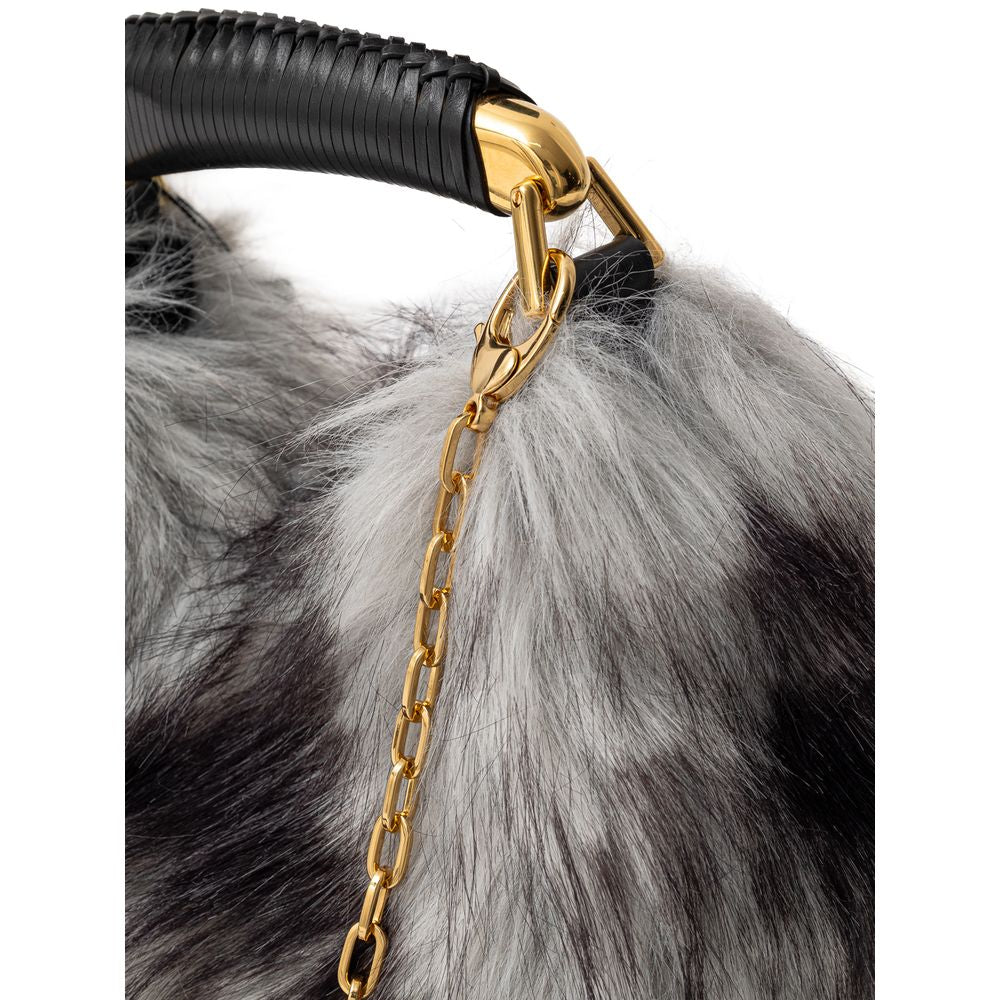 Graue Lederhandtasche