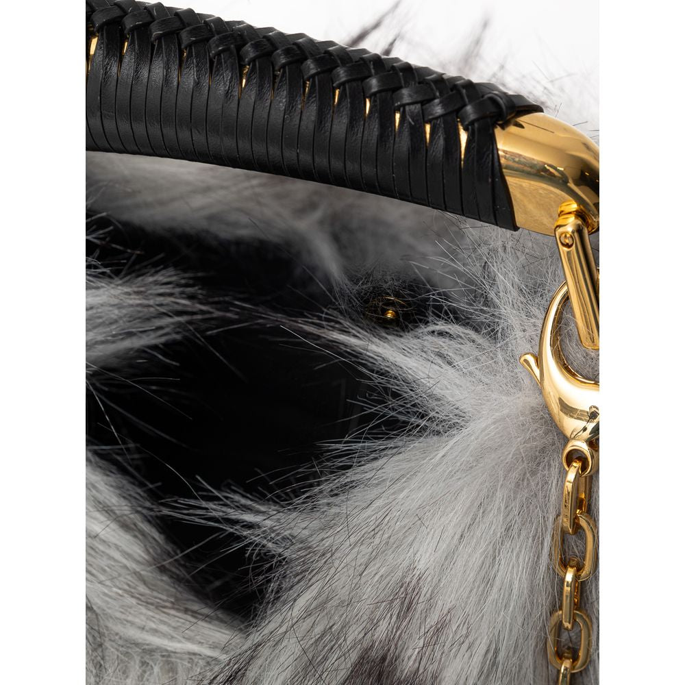 Graue Lederhandtasche