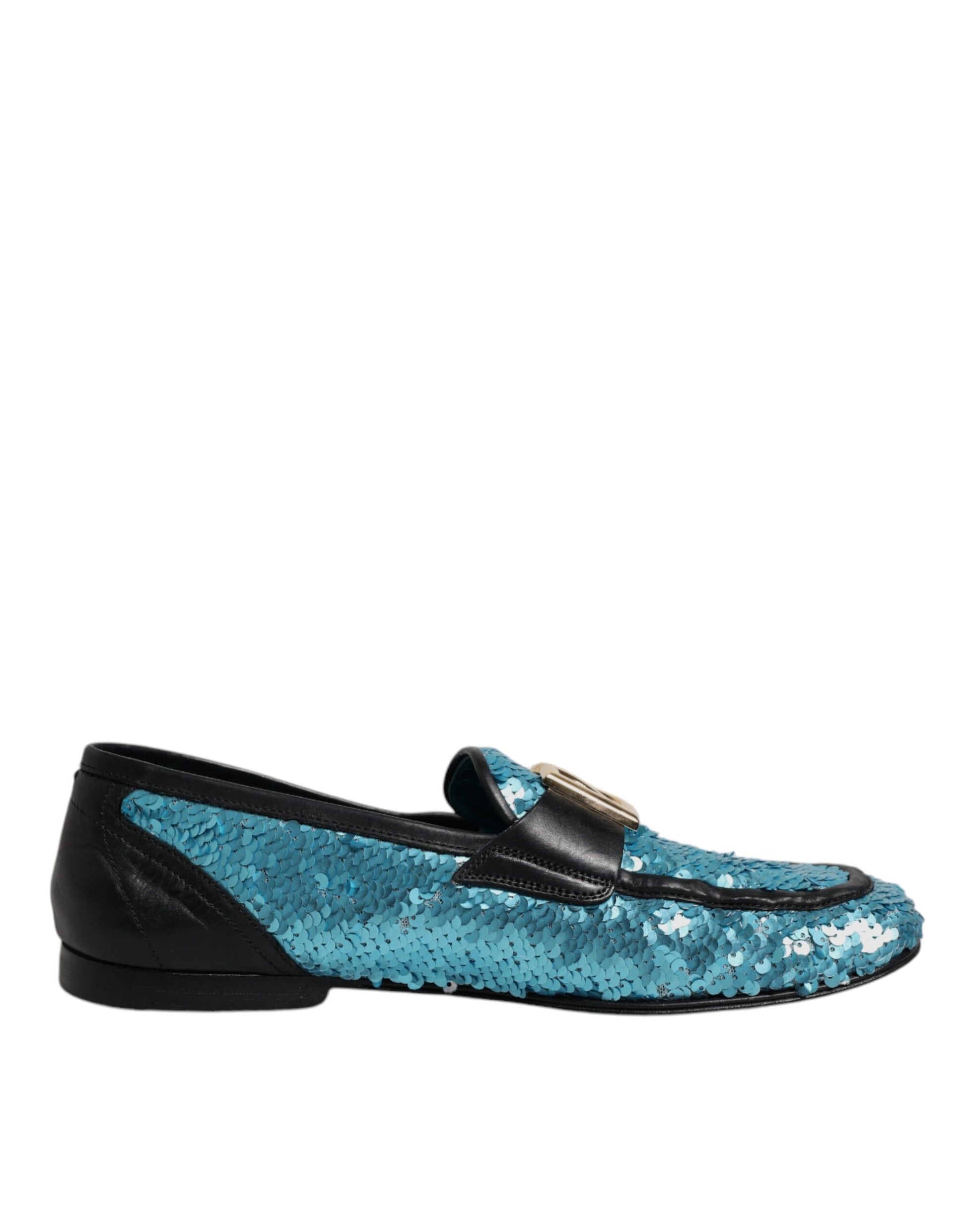 Blaue Loafer mit Pailletten, formelle Abendschuhe
