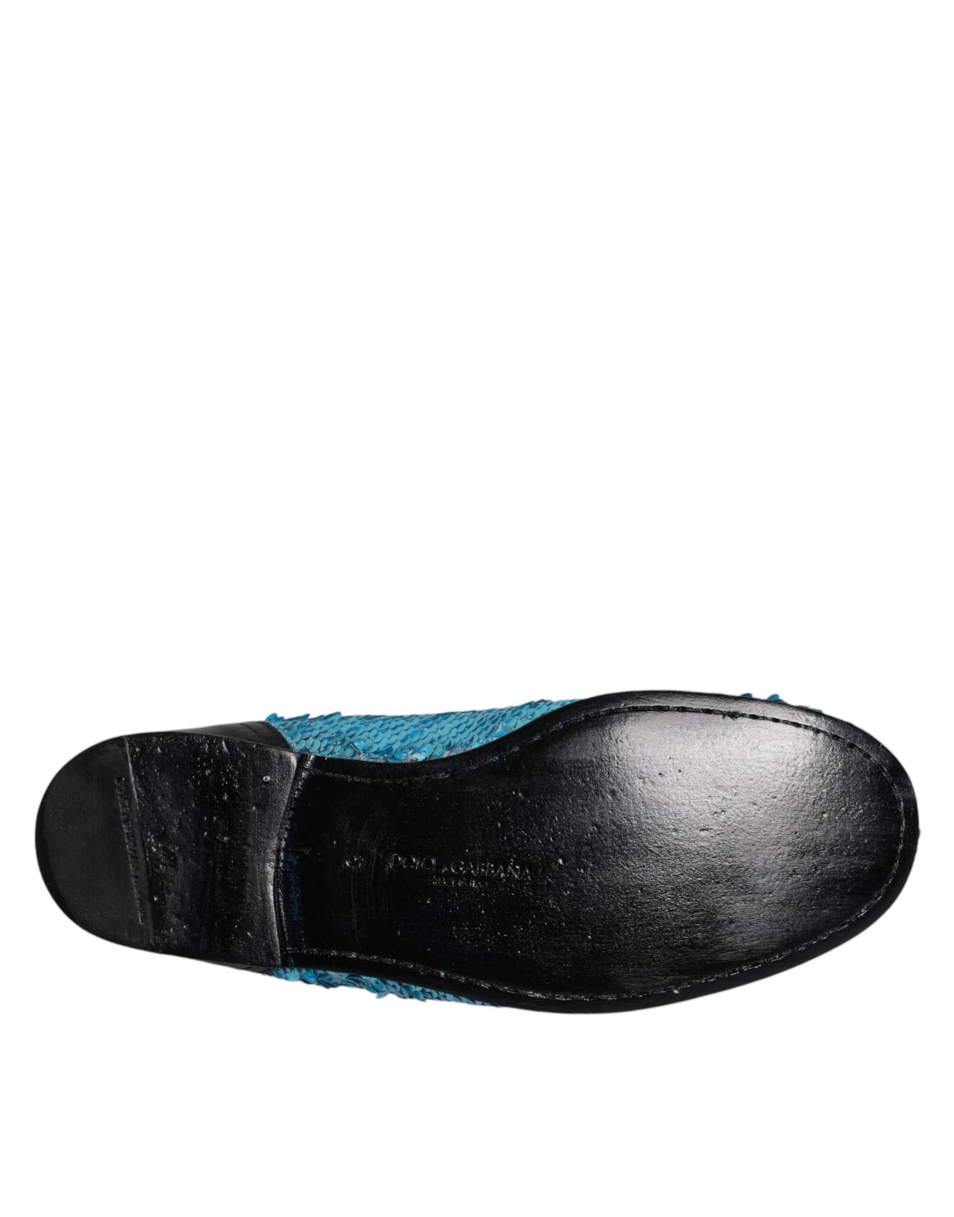 Blaue Loafer mit Pailletten, formelle Abendschuhe