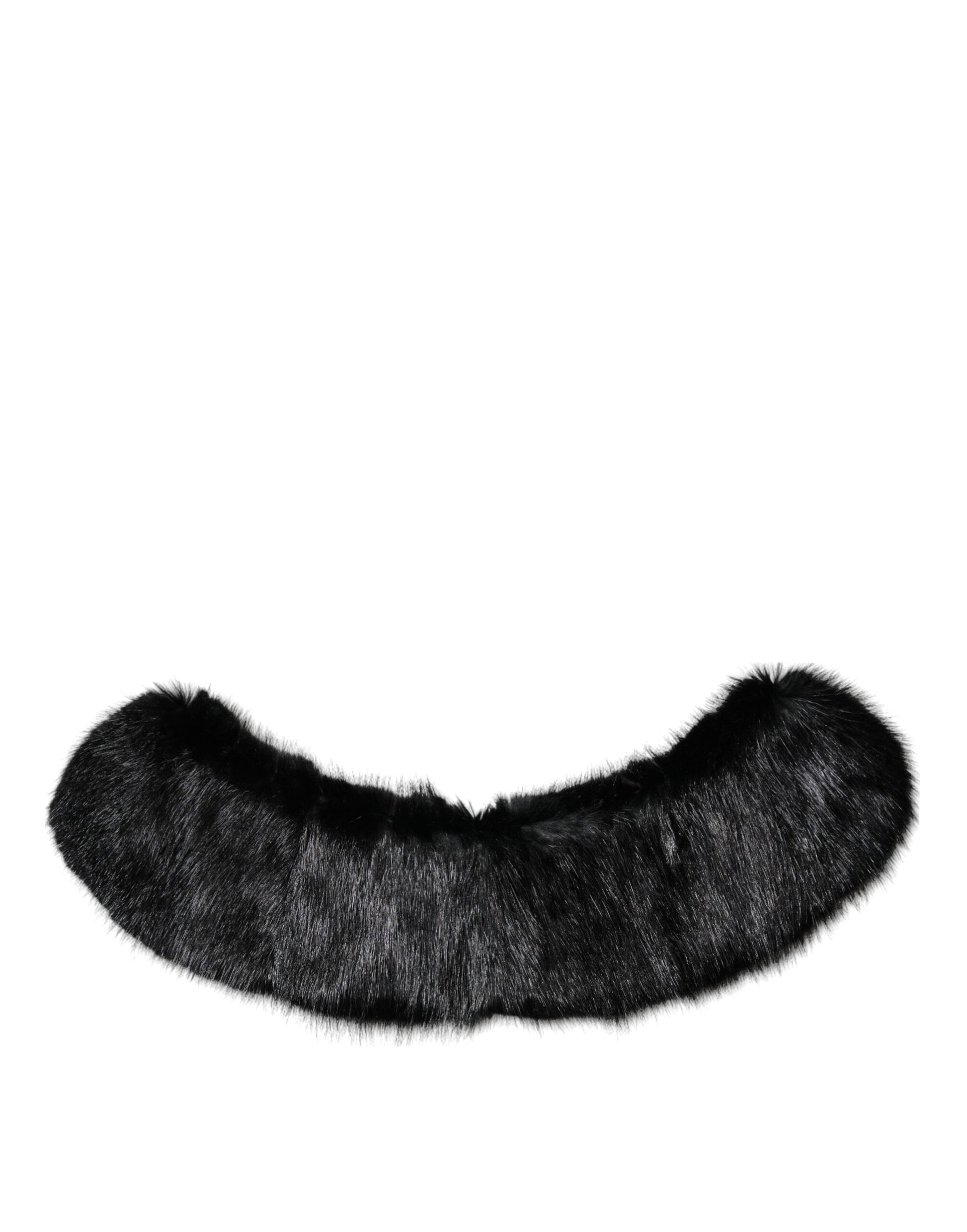 Schwarzer Pelzschal Halswickel-Kragenschal