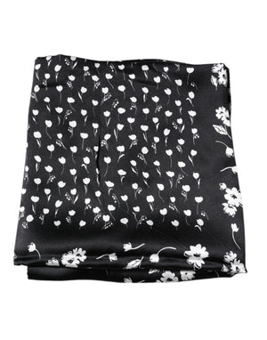 Dolce & Gabbana Black Floral Silk Square Wrap Shawl Scarf