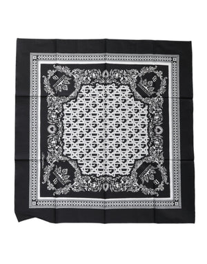 Dolce & Gabbana Black Logo Monogram Cotton Handkerchief Scarf