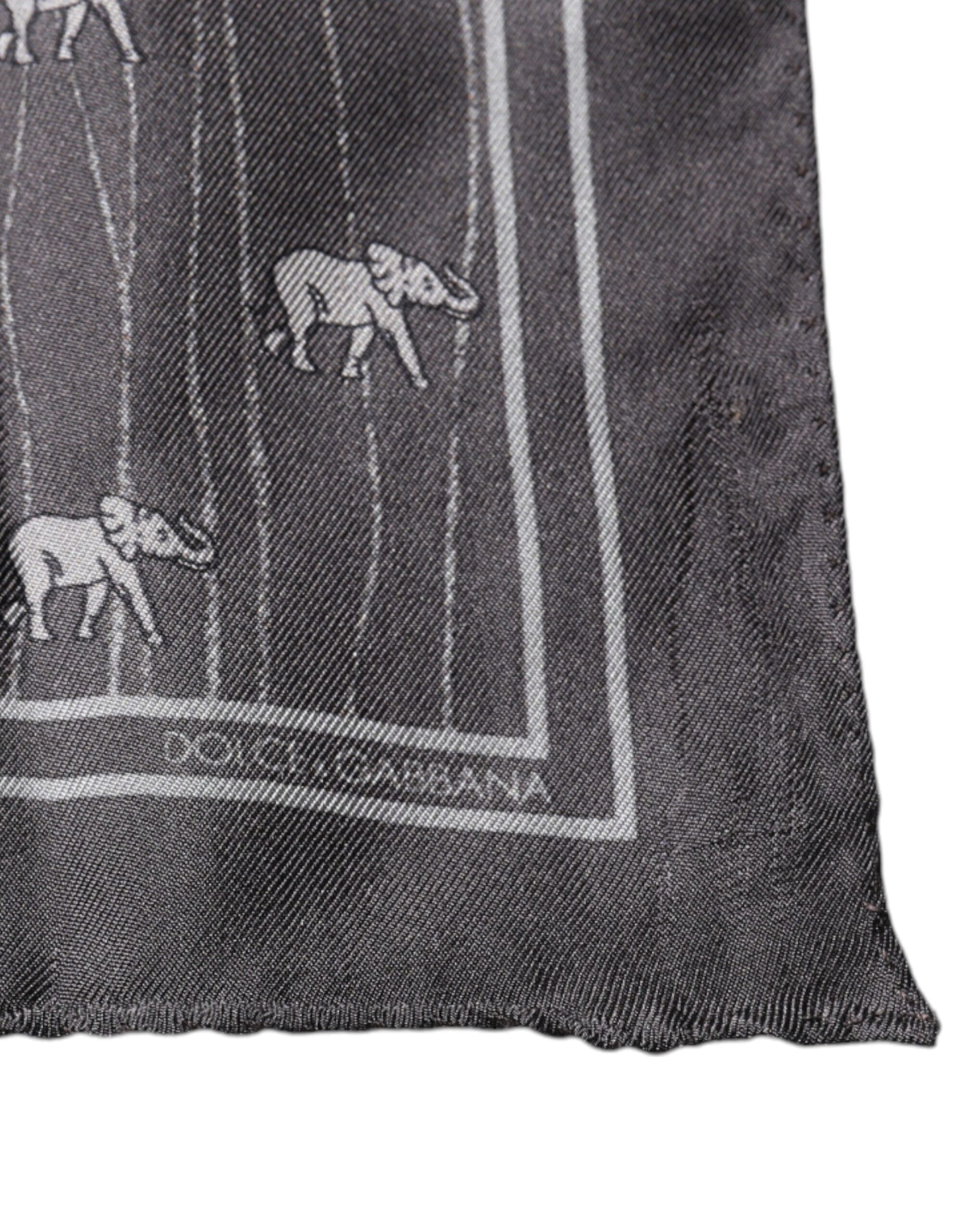 Dolce & Gabbana Brown Elephant Fantasy Handkerchief Scarf