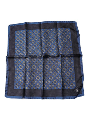 Blauer Marienkäfer-Schal aus Seide, quadratisch