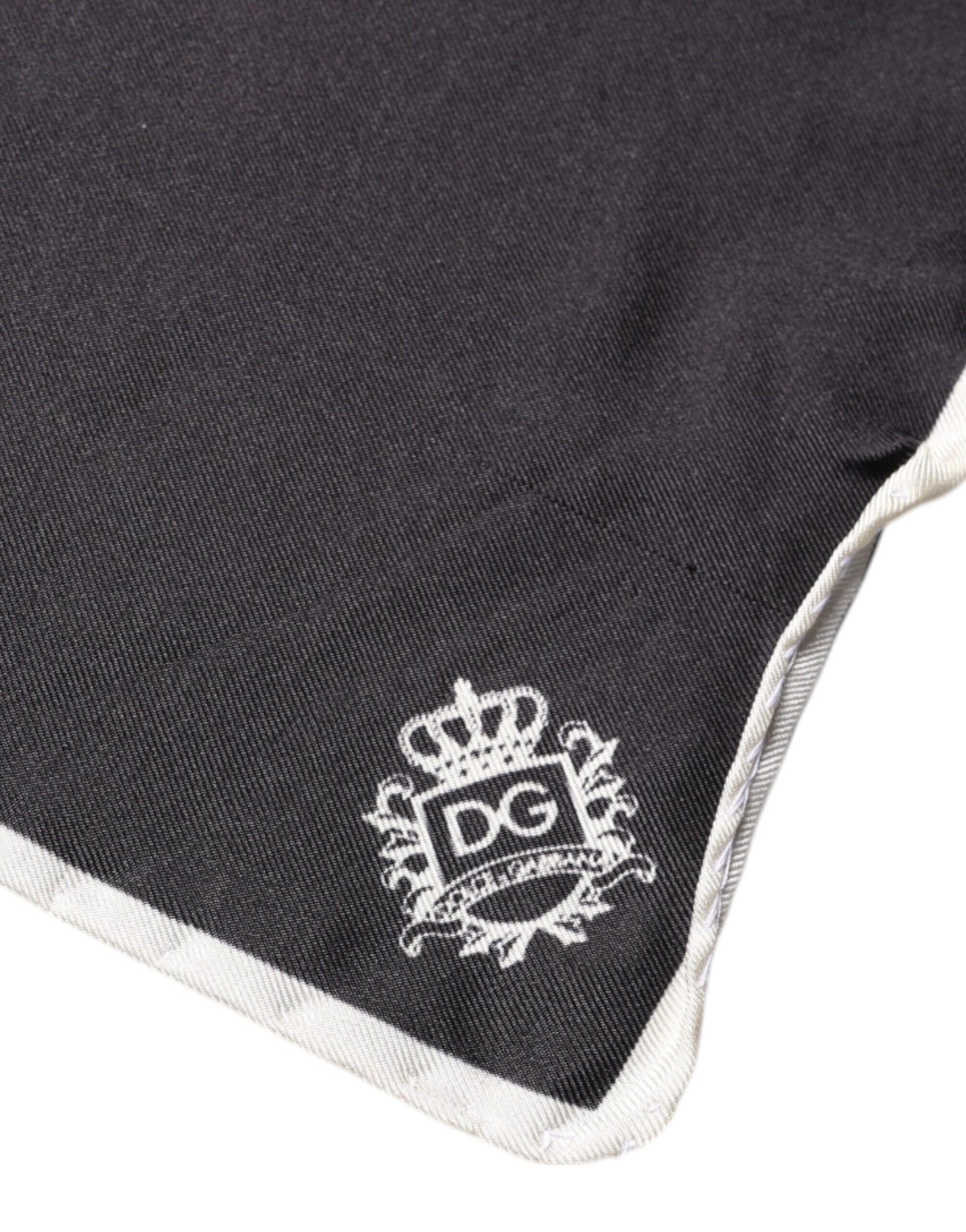 Dolce & Gabbana Black Crown Logo Square Handkerchief Scarf