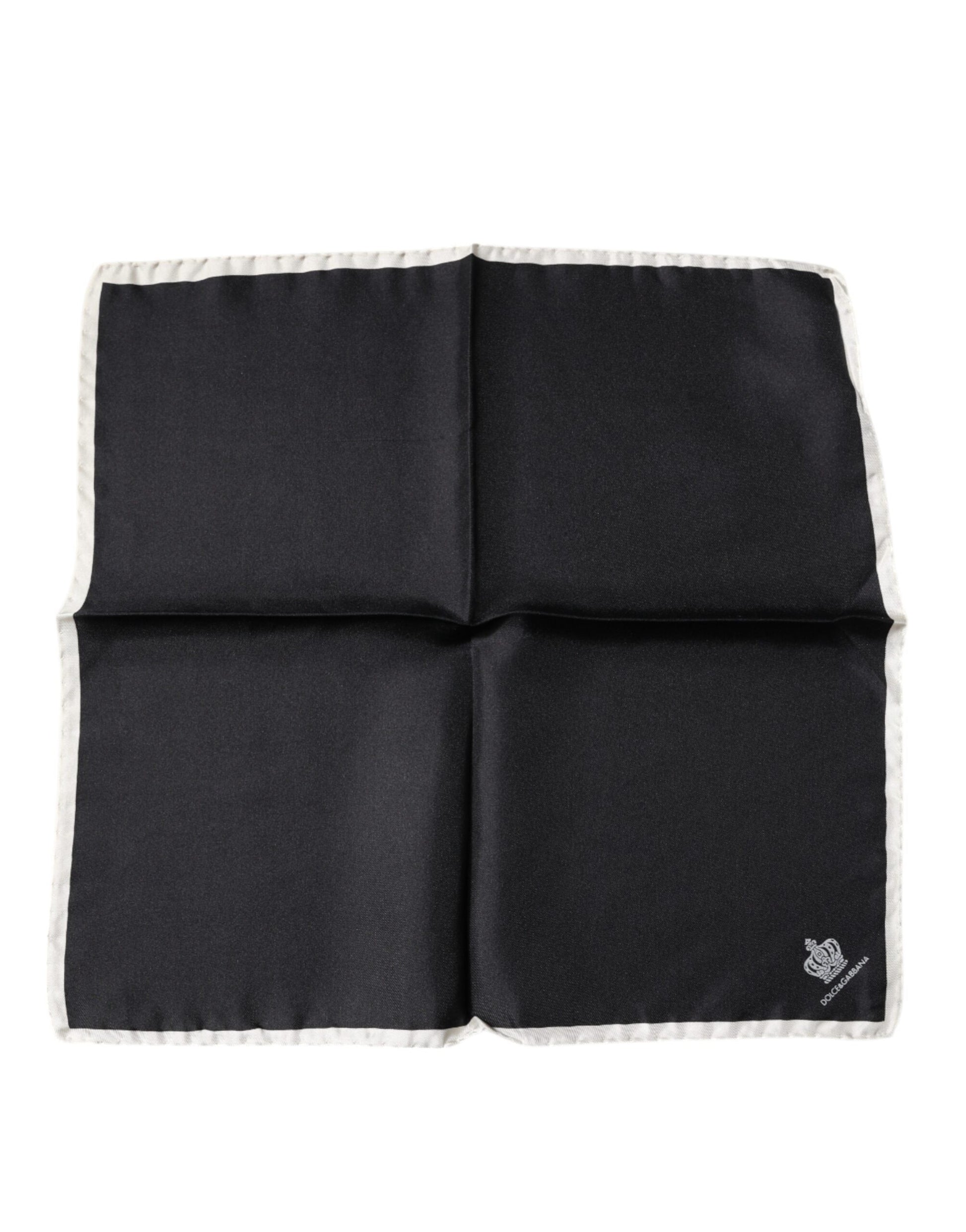 Dolce & Gabbana Black Crown Logo Square Handkerchief Scarf