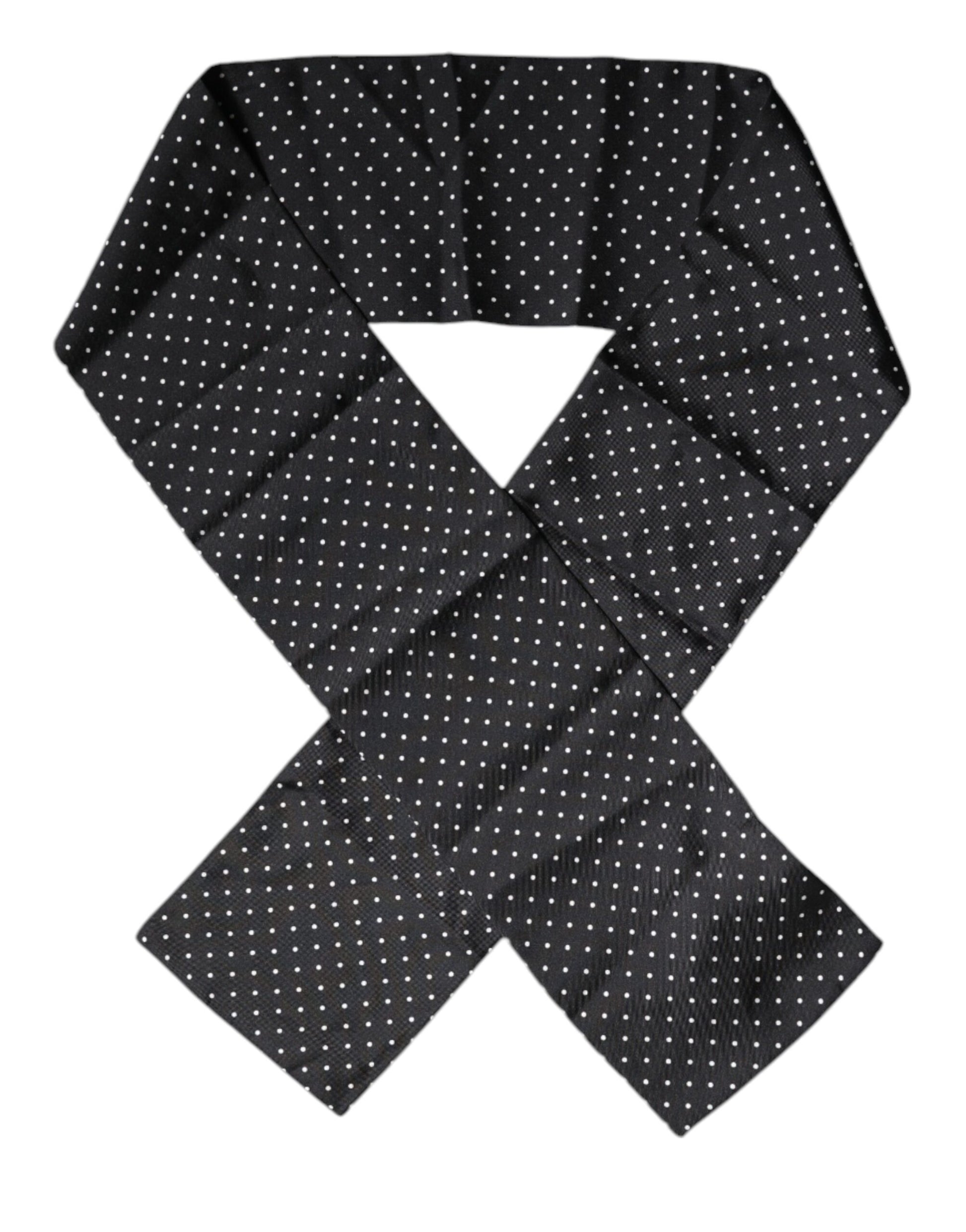 Dolce & Gabbana Black Polka Dots Silk Skinny Neck Wrap Scarf