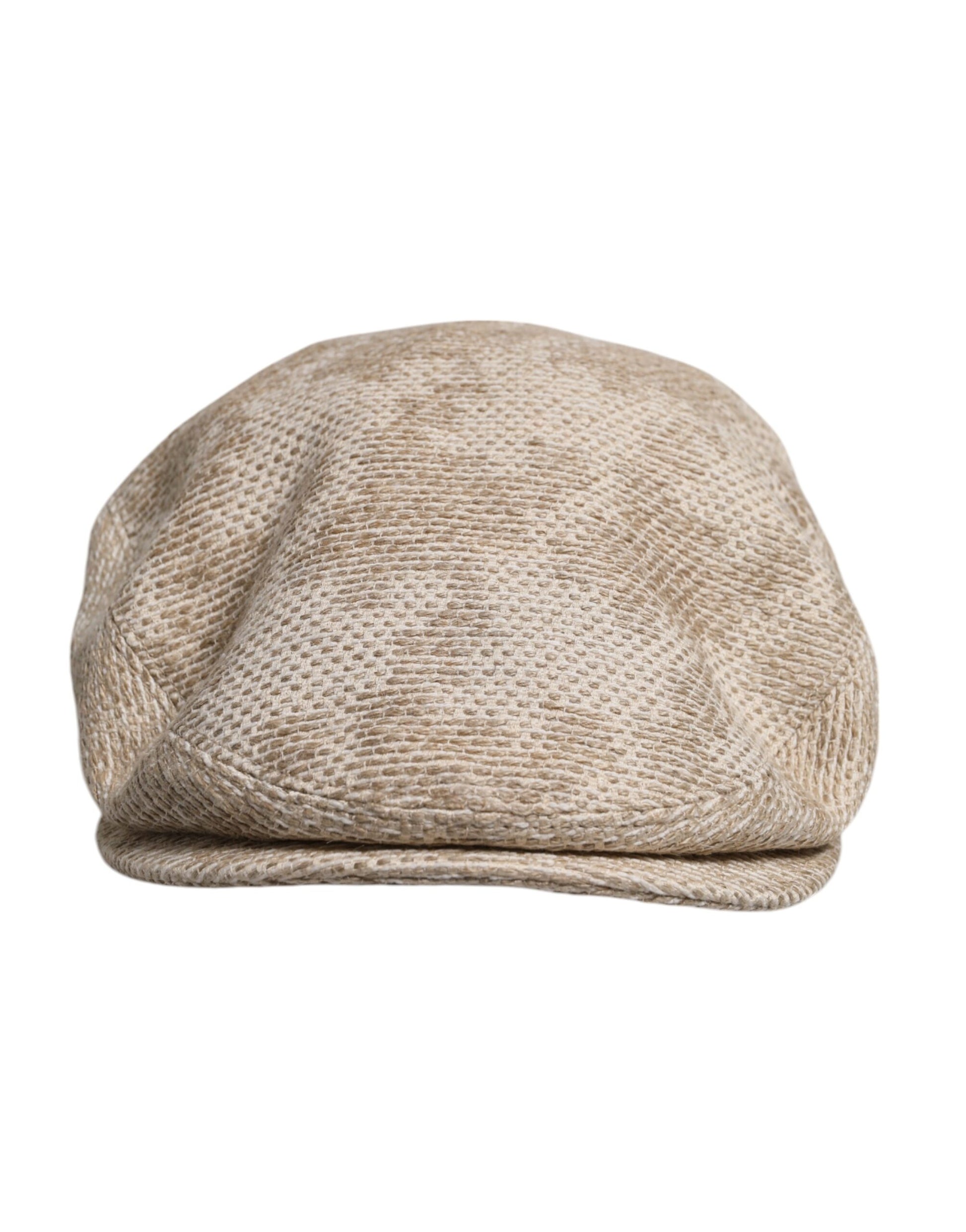 Beige Leinen-Newsboy-Mütze mit Blumenmuster