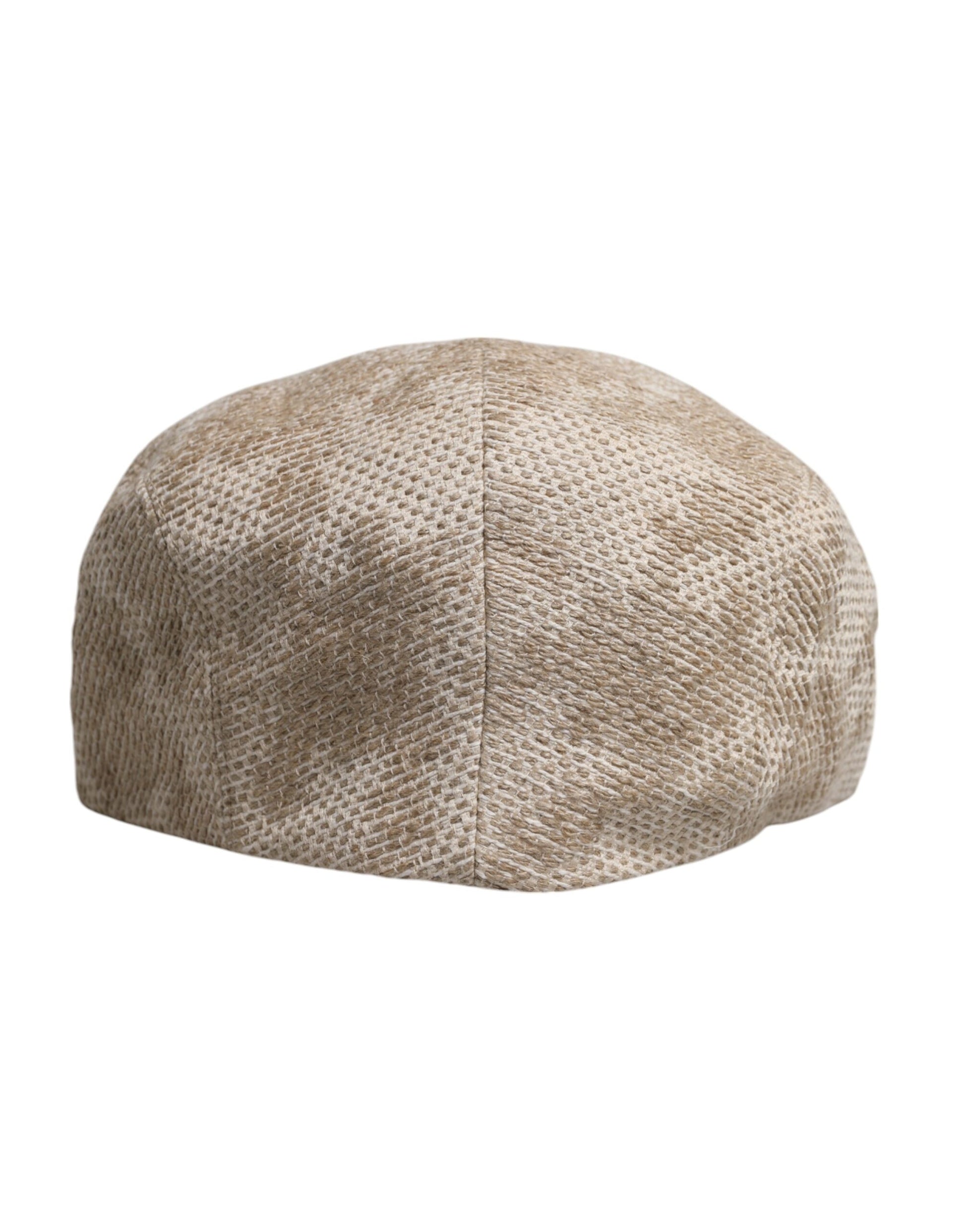 Beige Leinen-Newsboy-Mütze mit Blumenmuster