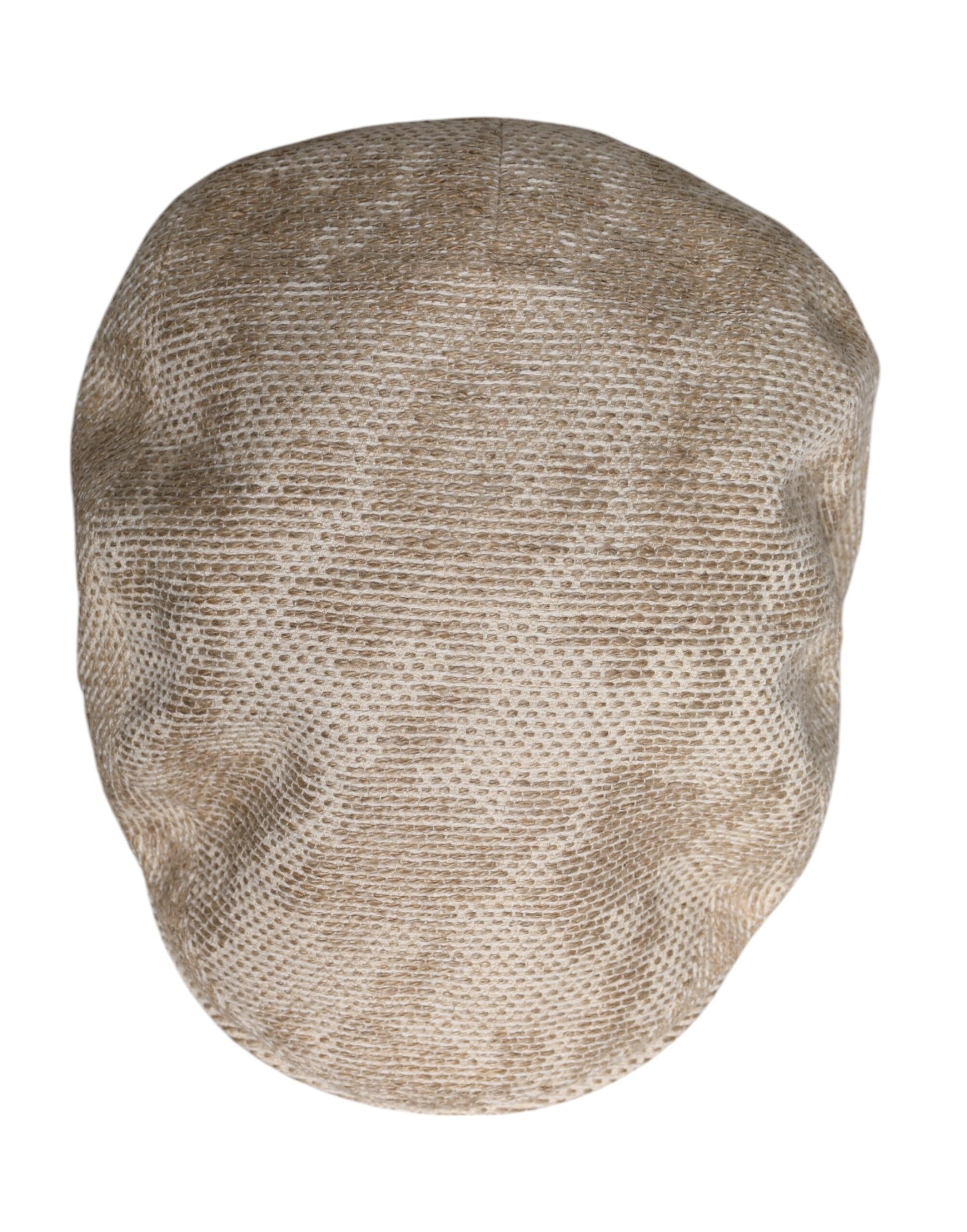Beige Leinen-Newsboy-Mütze mit Blumenmuster