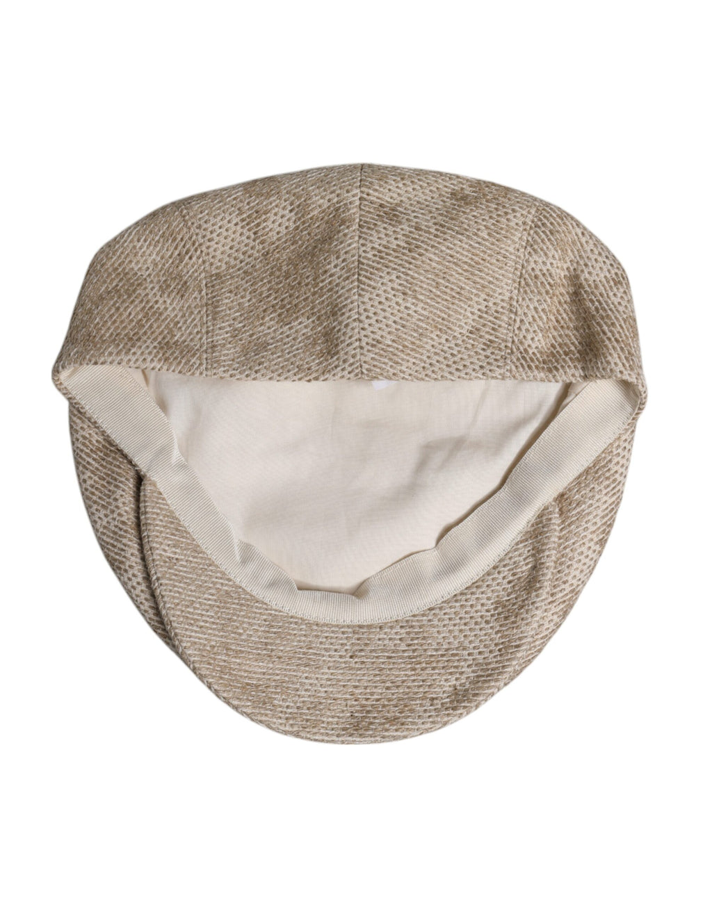 Beige Leinen-Newsboy-Mütze mit Blumenmuster