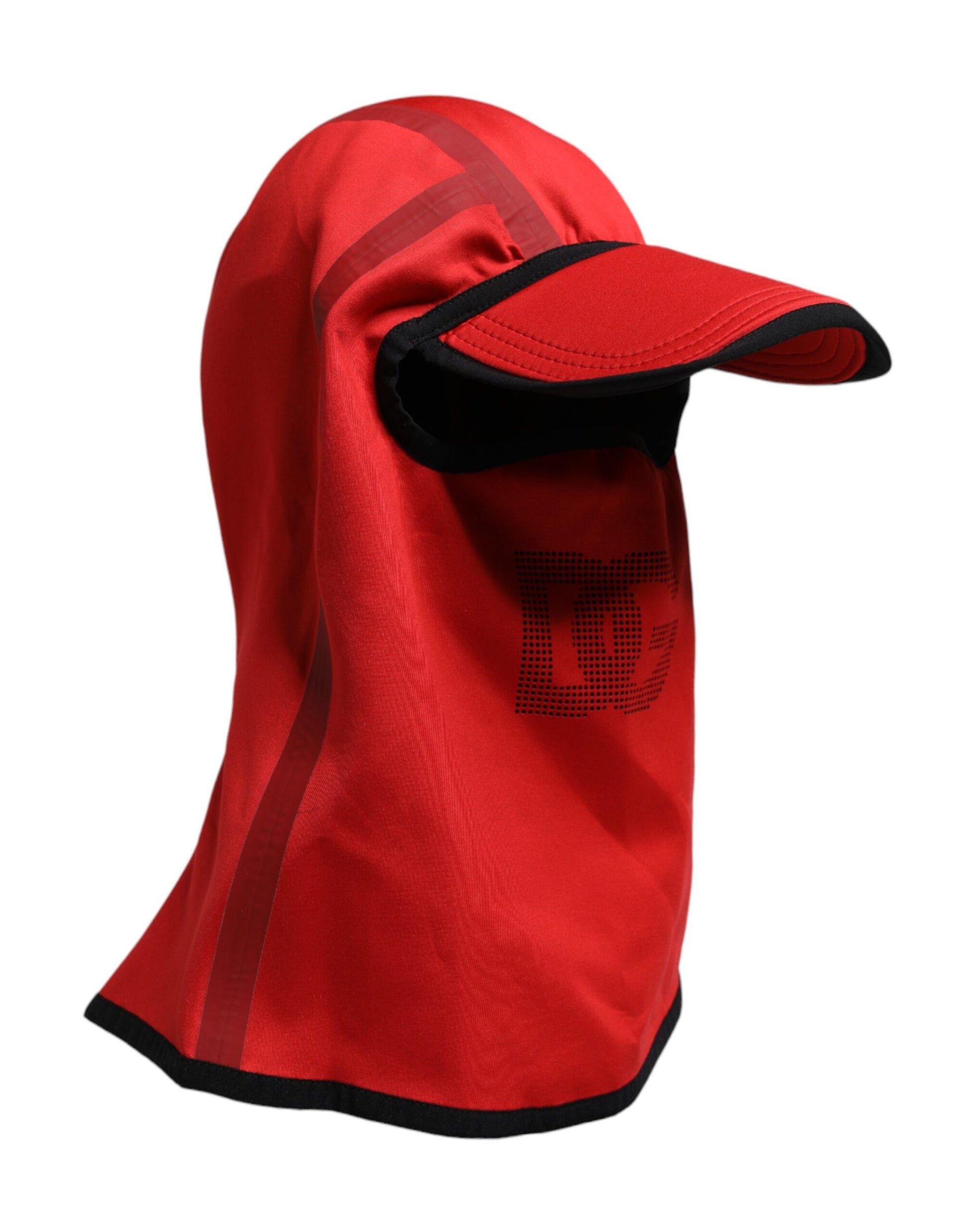 Balaclava-Mütze aus Polyester mit breiter Krempe und rotem Logo