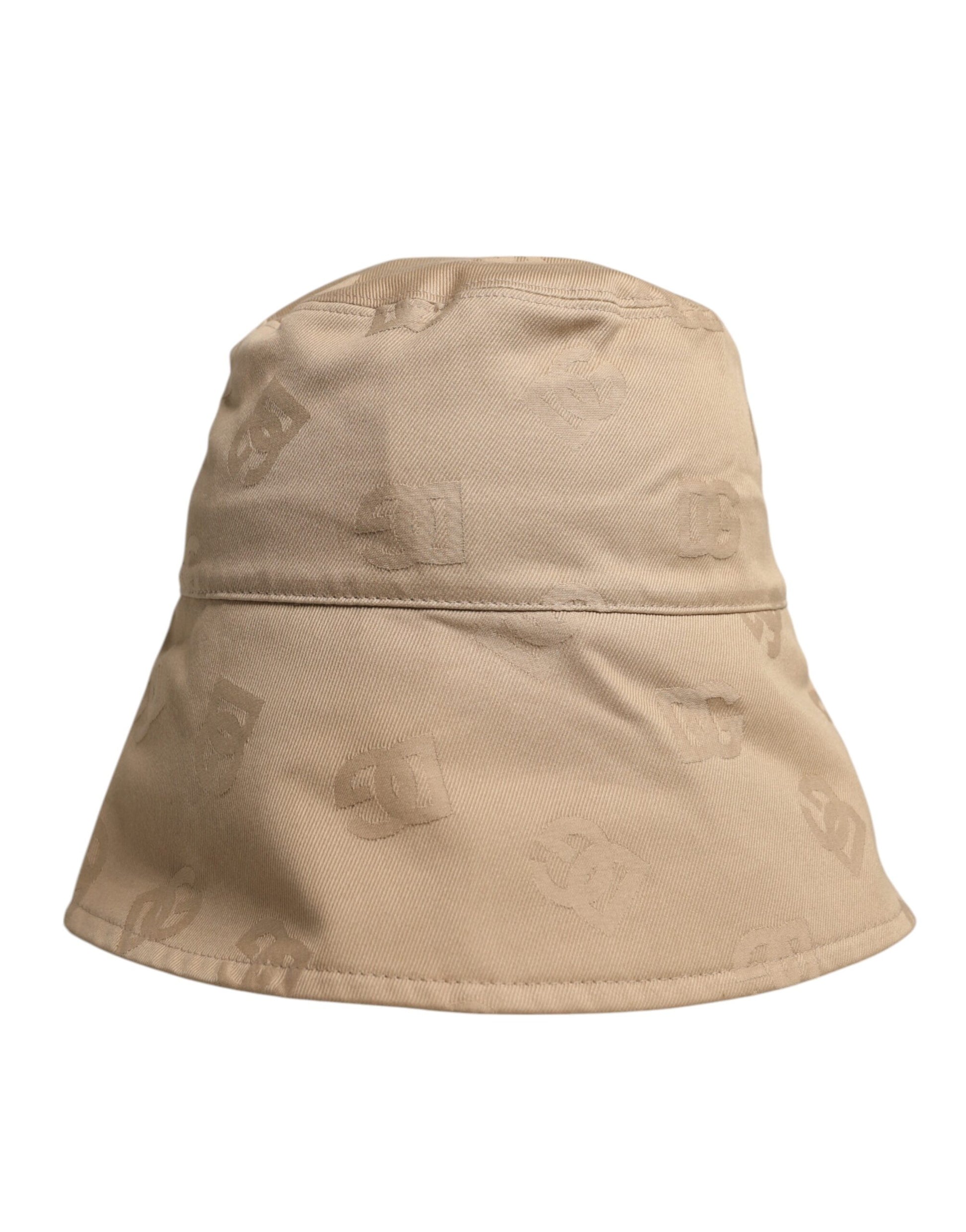 Beigefarbene Bucket Cap aus Baumwolle mit Logo-Monogramm