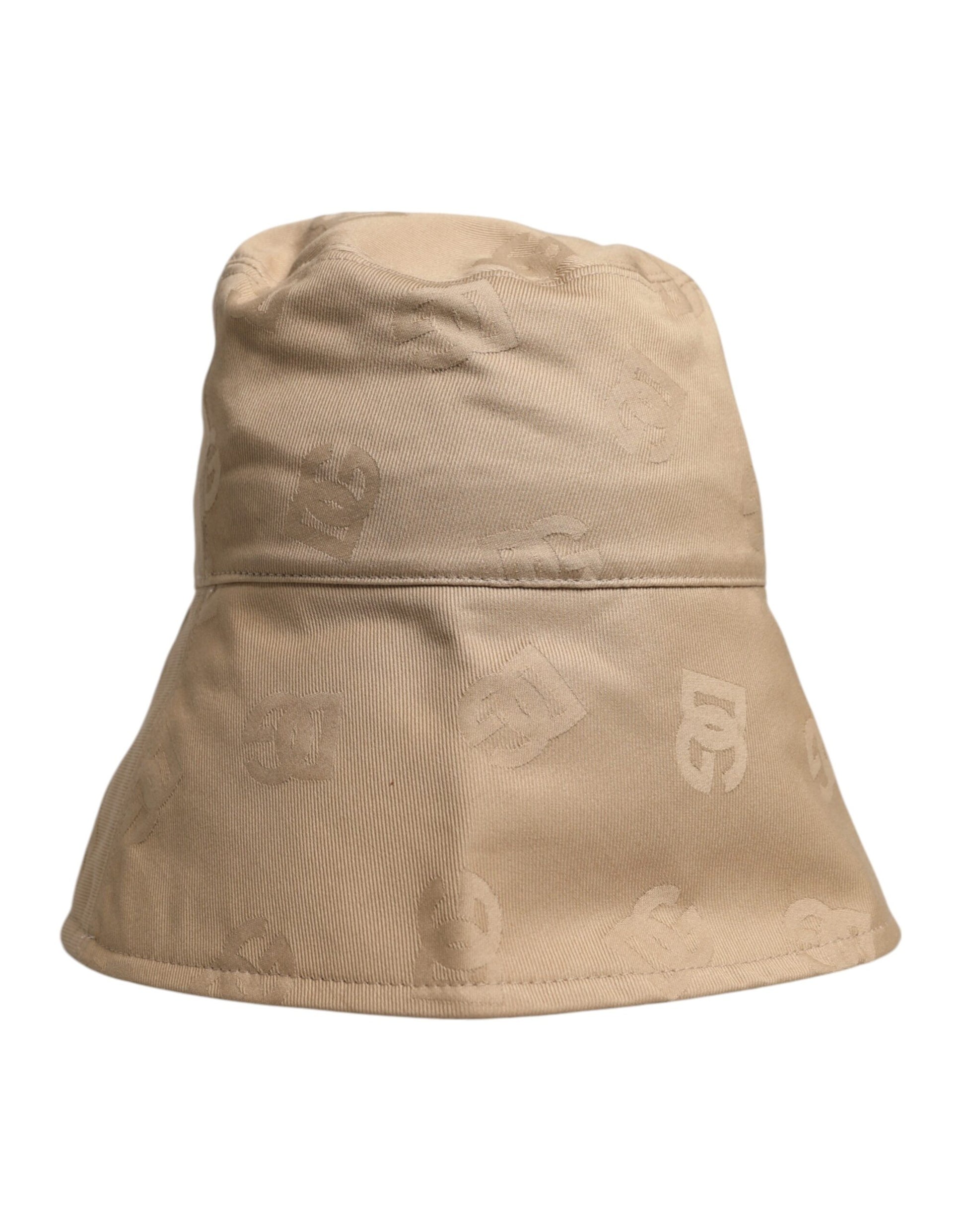 Beigefarbene Bucket Cap aus Baumwolle mit Logo-Monogramm