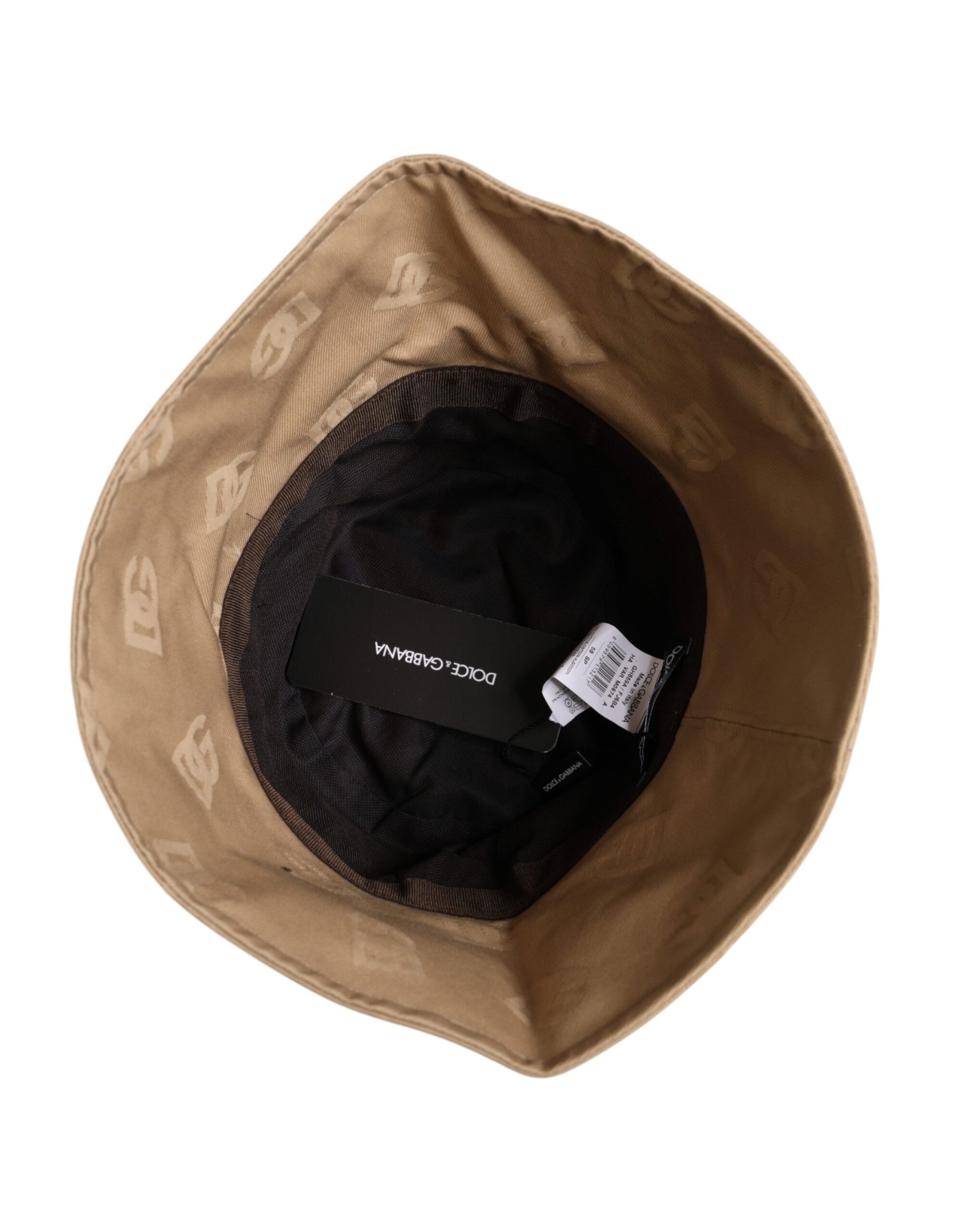 Beigefarbene Bucket Cap aus Baumwolle mit Logo-Monogramm