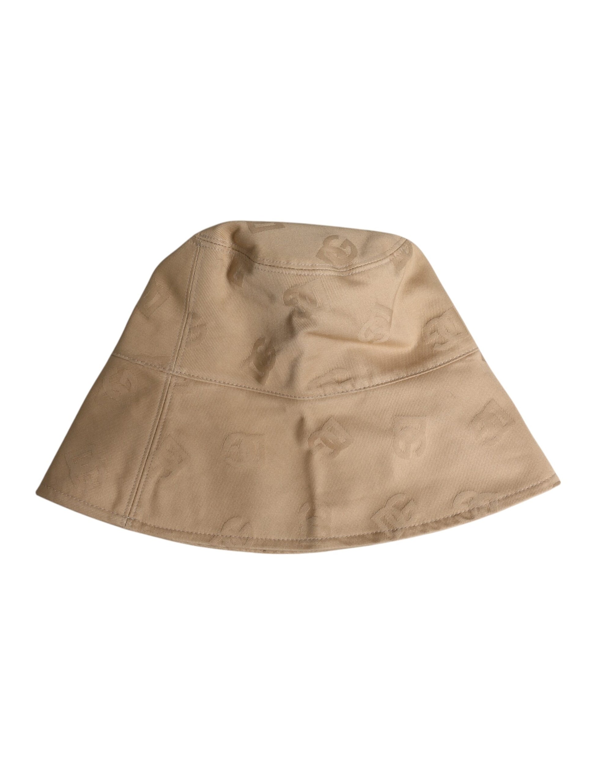 Beigefarbene Bucket Cap aus Baumwolle mit Logo-Monogramm