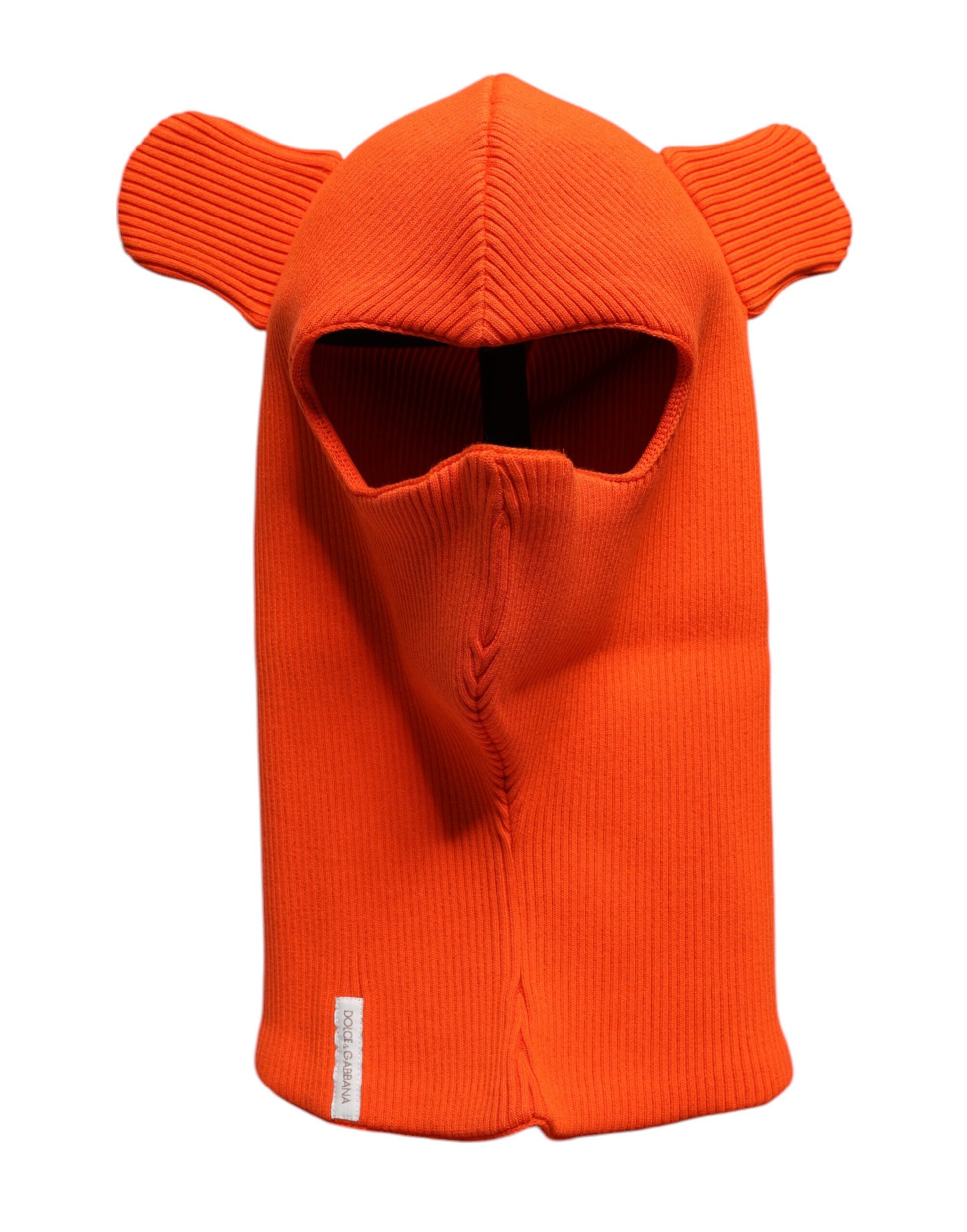 Orangefarbene Balaclava-Mütze aus Baumwolle für den ganzen Kopf