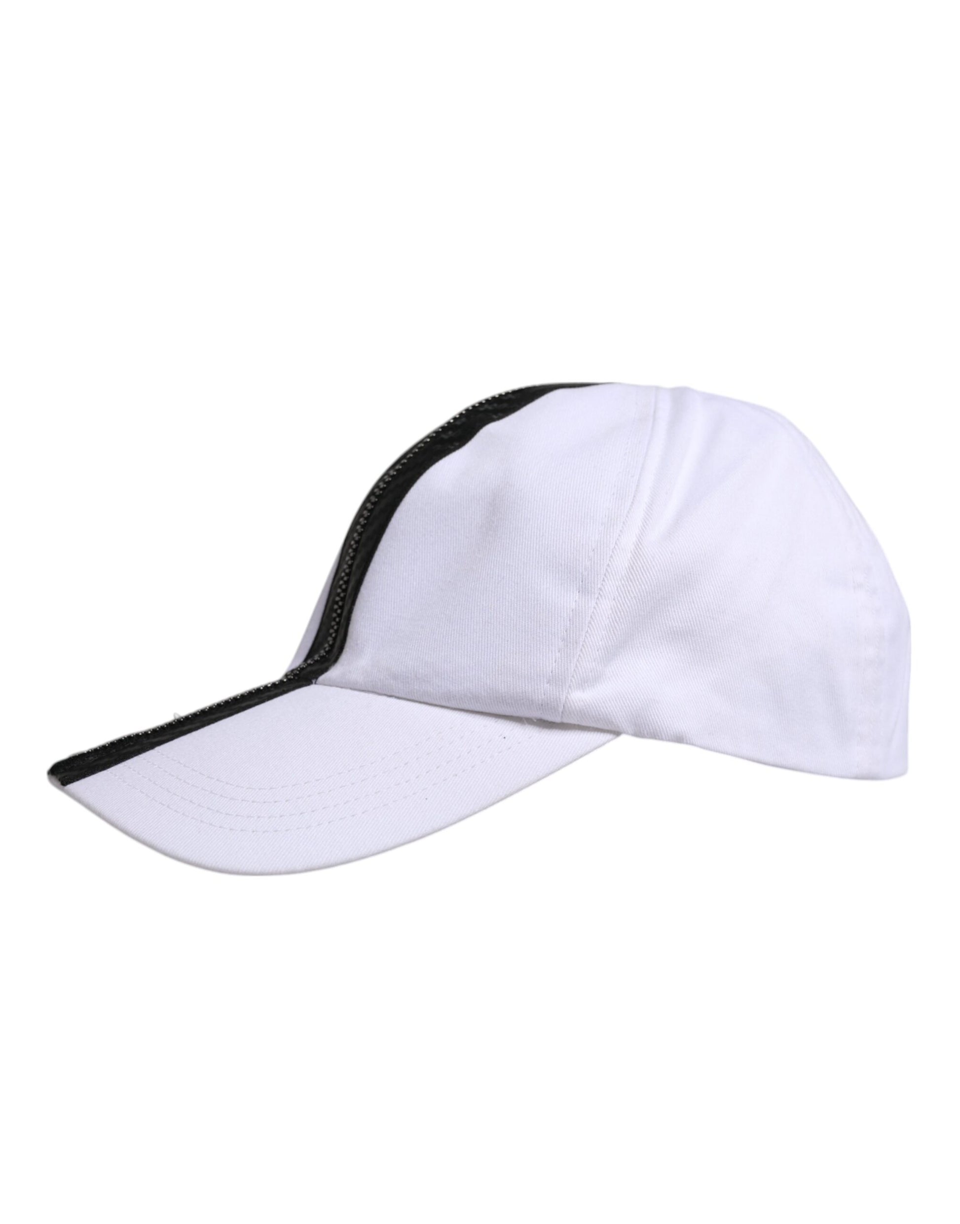 Weiß-schwarze Baseballkappe aus Baumwolle mit Reißverschluss