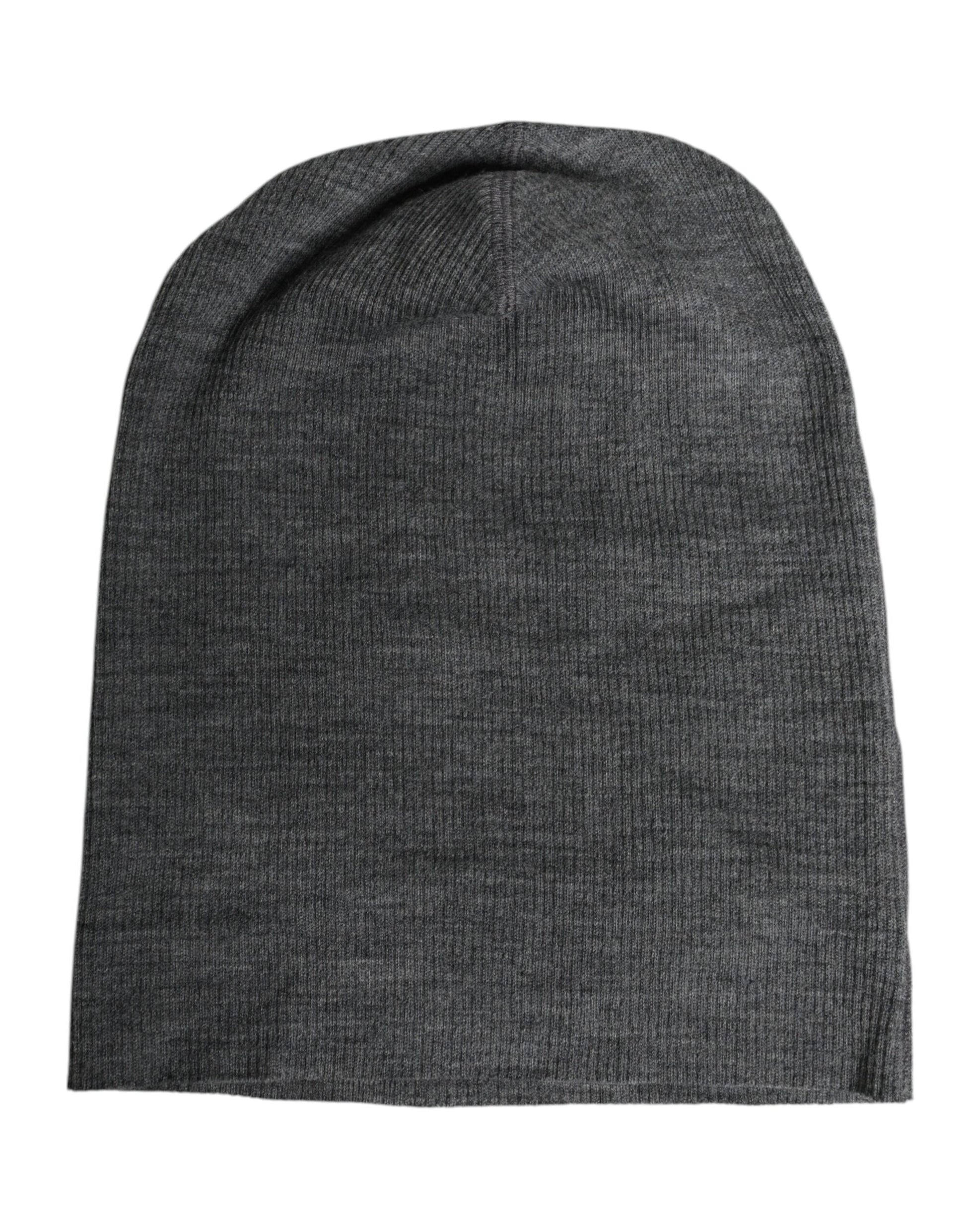 Graue Strickmütze aus Wollmischung