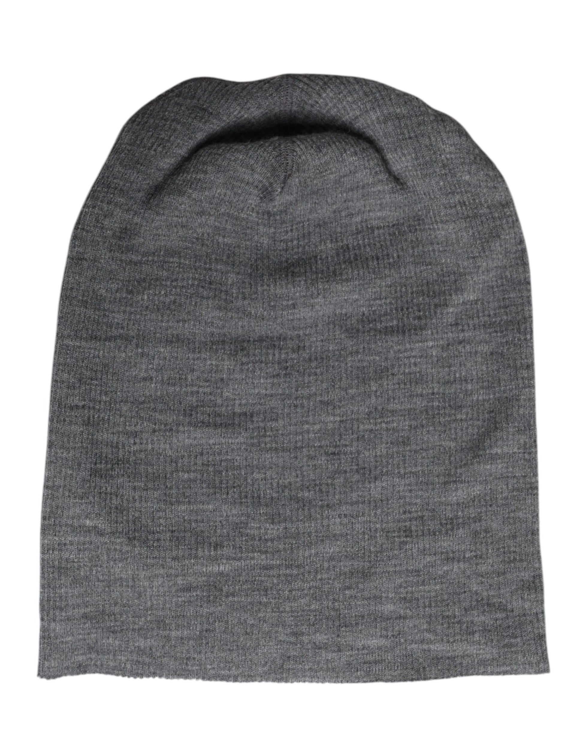 Graue Strickmütze aus Wollmischung