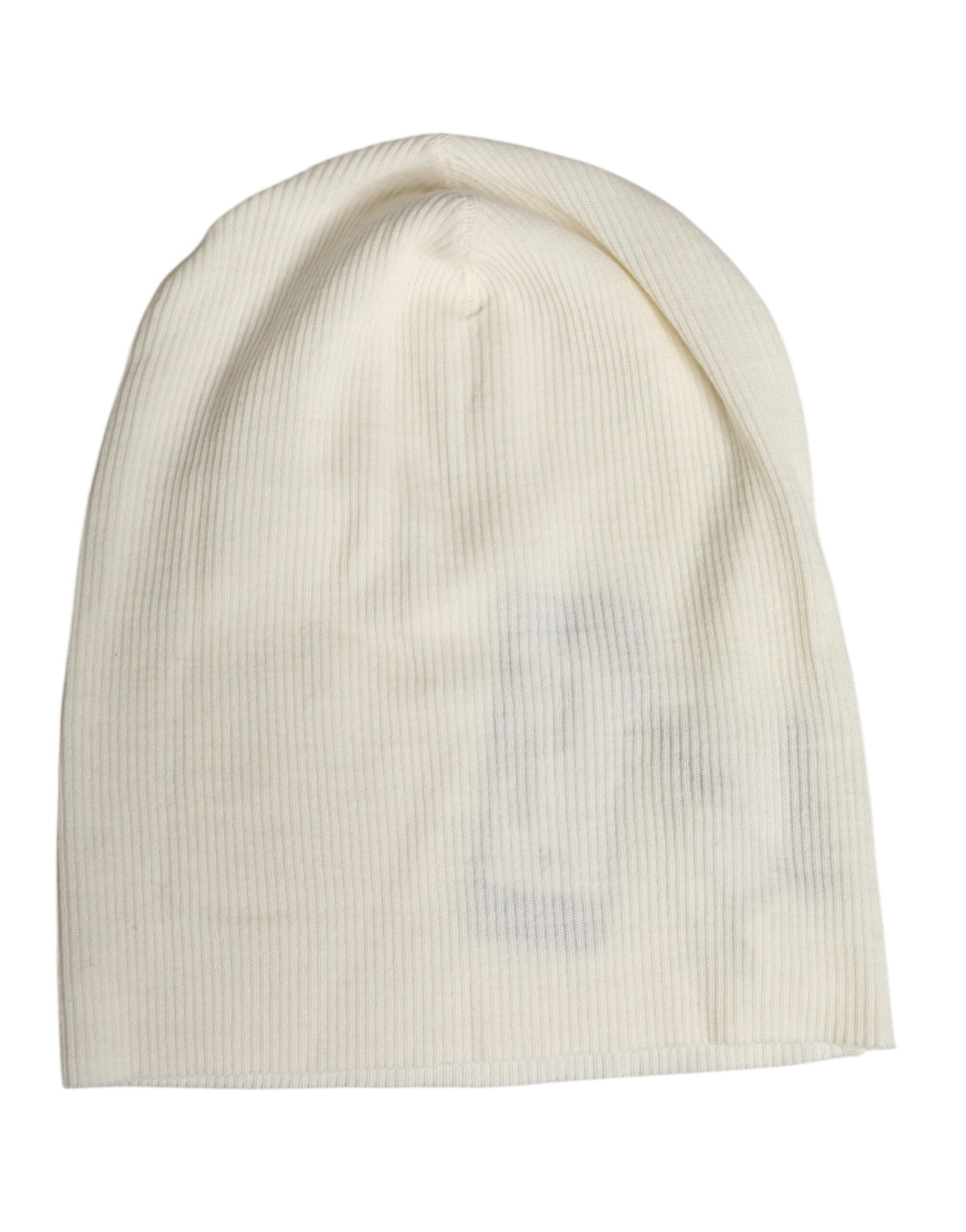 Beige Strickmütze aus Wollmischung