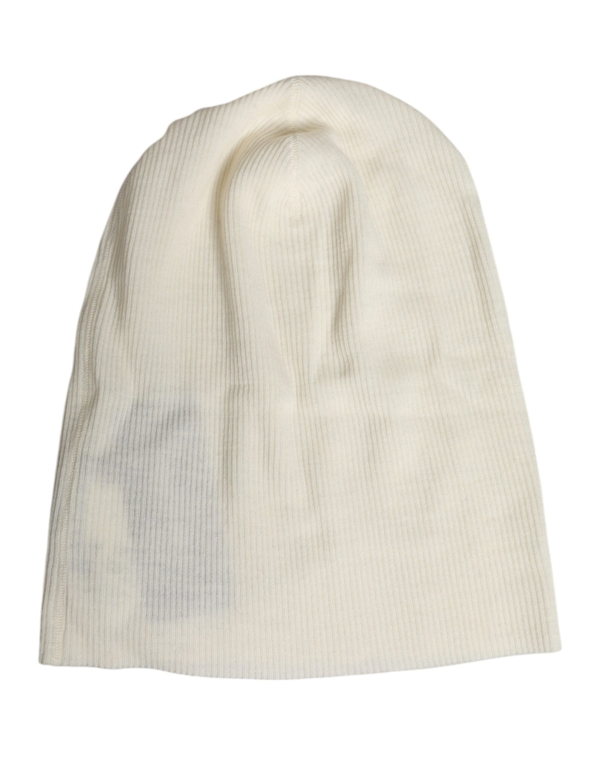 Beige Strickmütze aus Wollmischung
