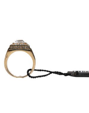 Goldfarbener Ring aus Sterlingsilber 925 mit Kristallen