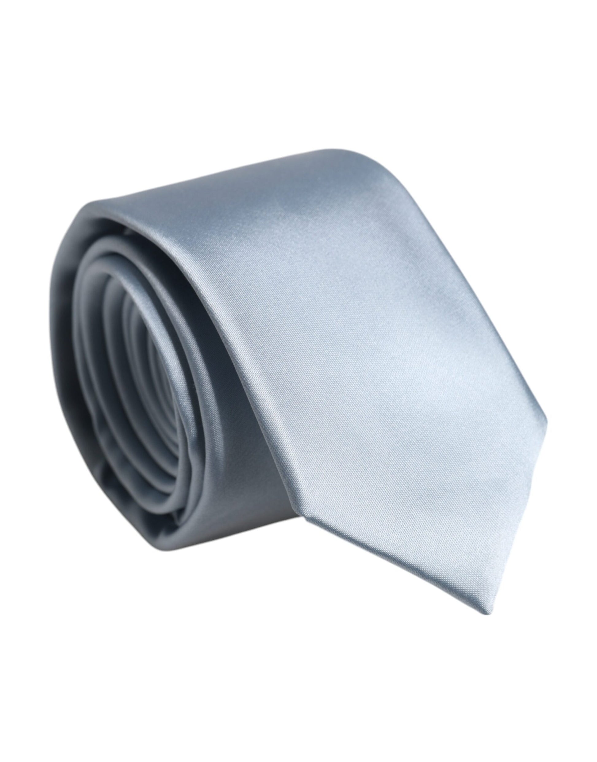 Dolce & Gabbana Light Blue Solid Silk Adjustable Necktie Tie