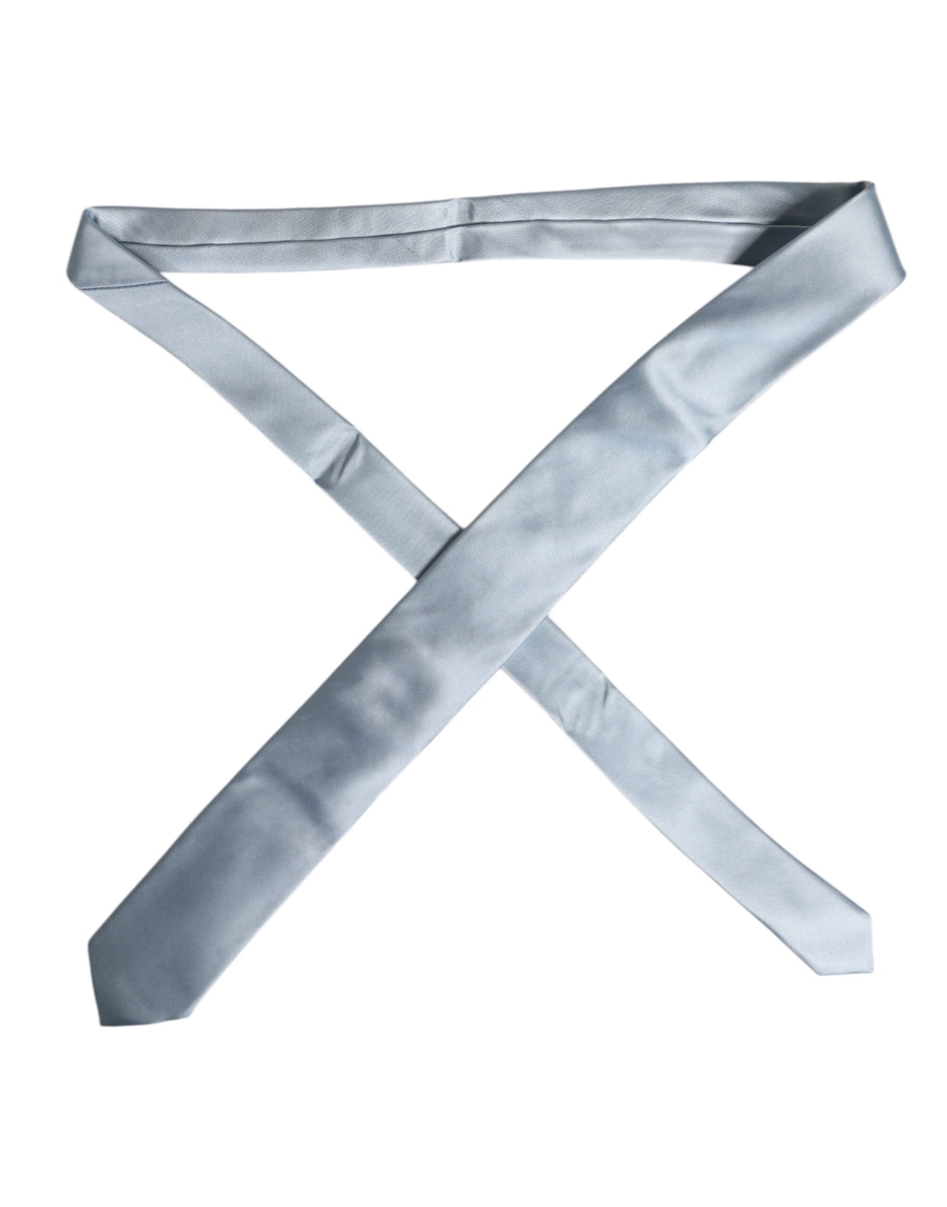 Dolce & Gabbana Light Blue Solid Silk Adjustable Necktie Tie