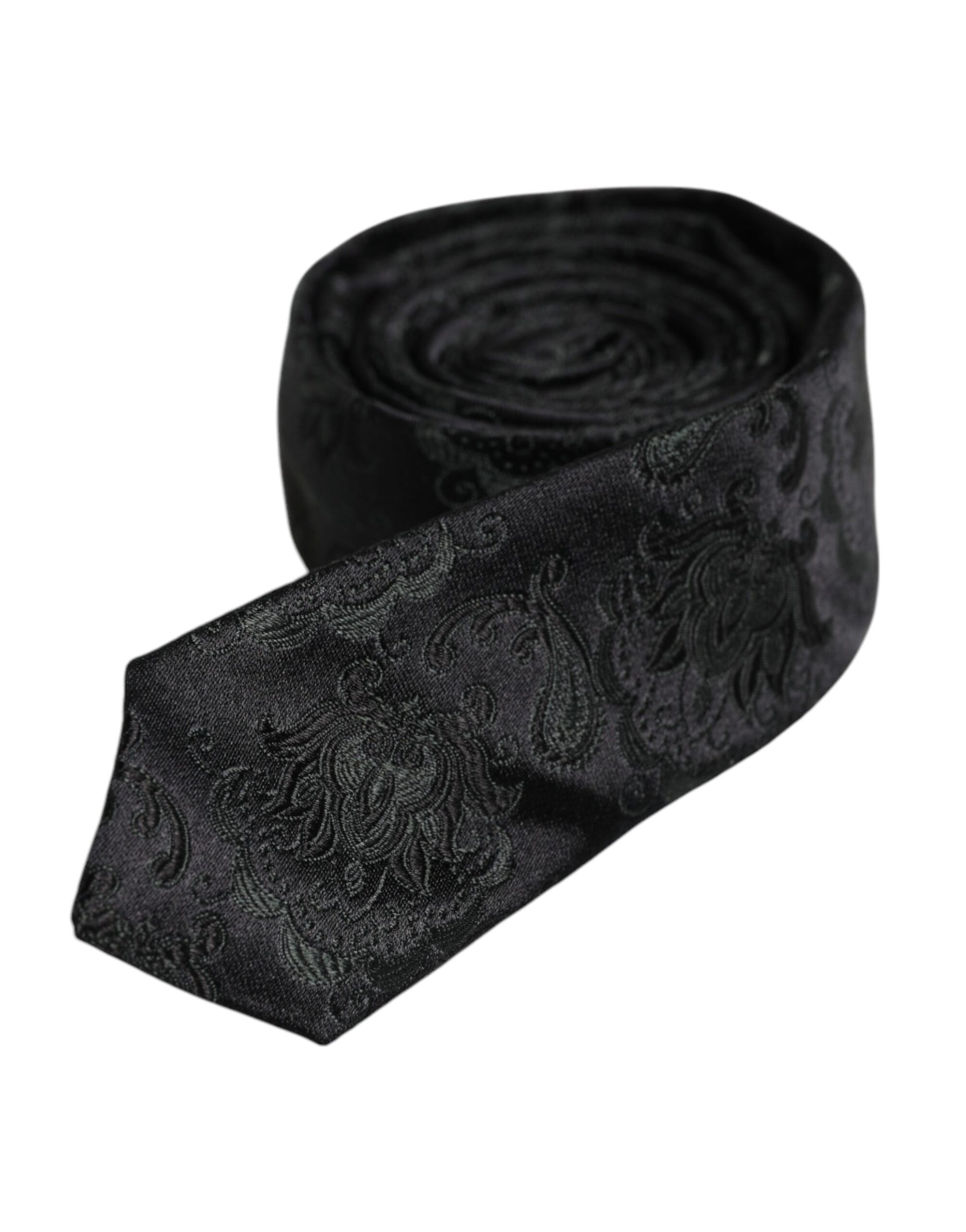 Dolce & Gabbana Dark Green Floral Silk Adjustable Necktie Tie