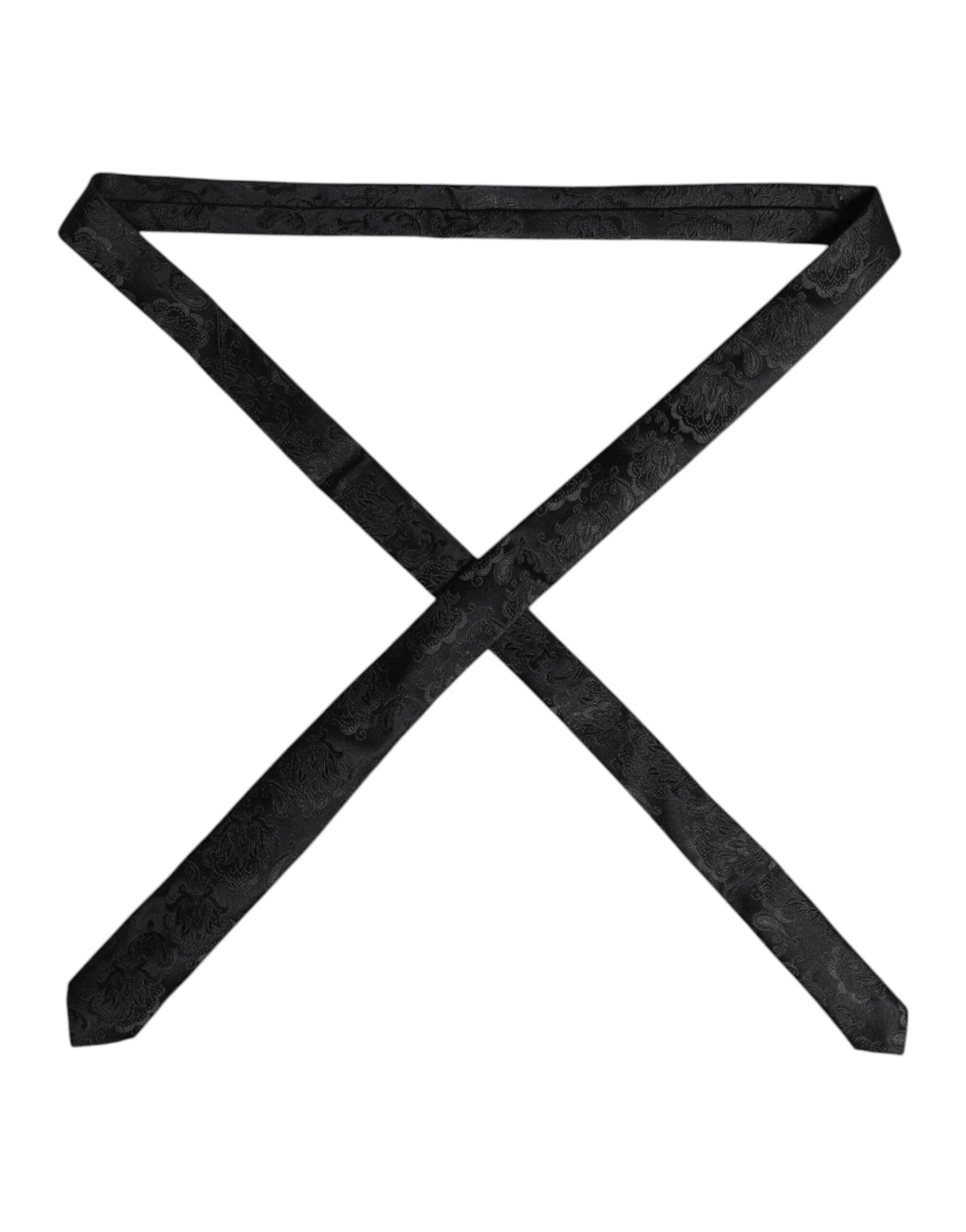 Dolce & Gabbana Dark Green Floral Silk Adjustable Necktie Tie