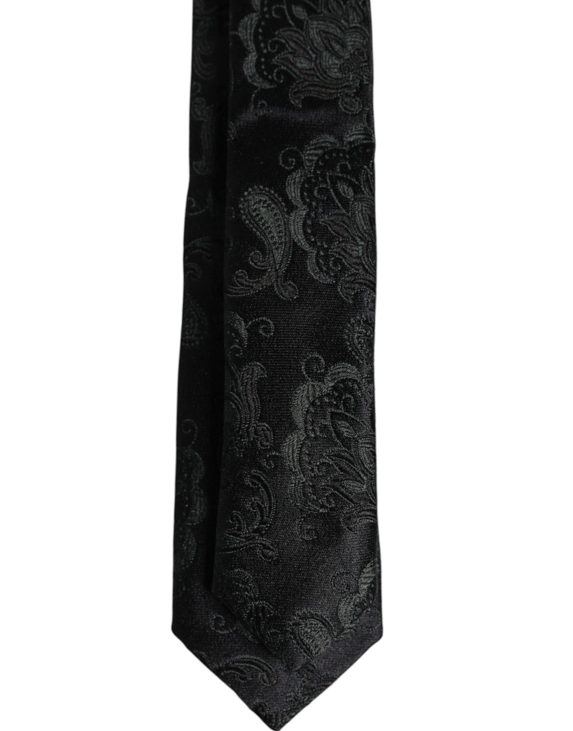 Dolce & Gabbana Dark Green Floral Silk Adjustable Necktie Tie