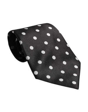 Black Polka Dots Silk Adjustable Necktie Tie