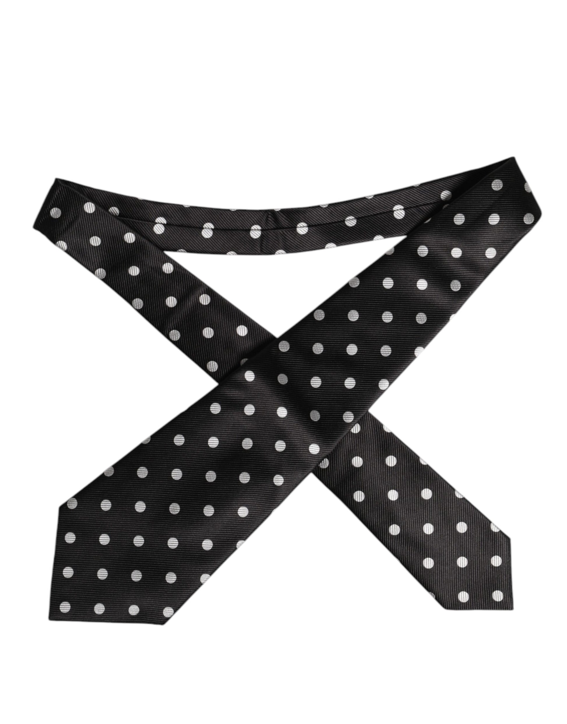 Black Polka Dots Silk Adjustable Necktie Tie