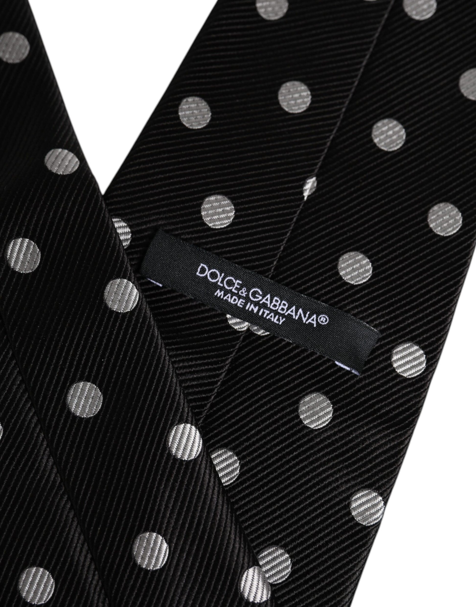 Black Polka Dots Silk Adjustable Necktie Tie