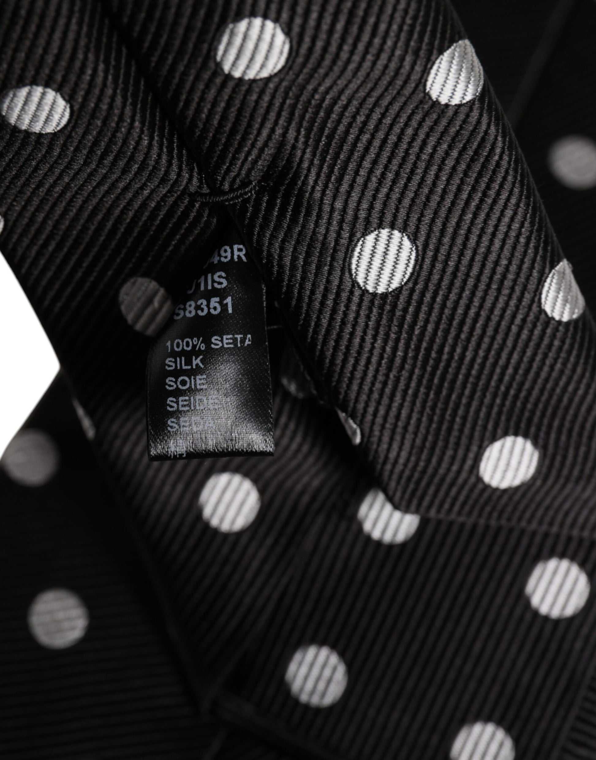 Black Polka Dots Silk Adjustable Necktie Tie