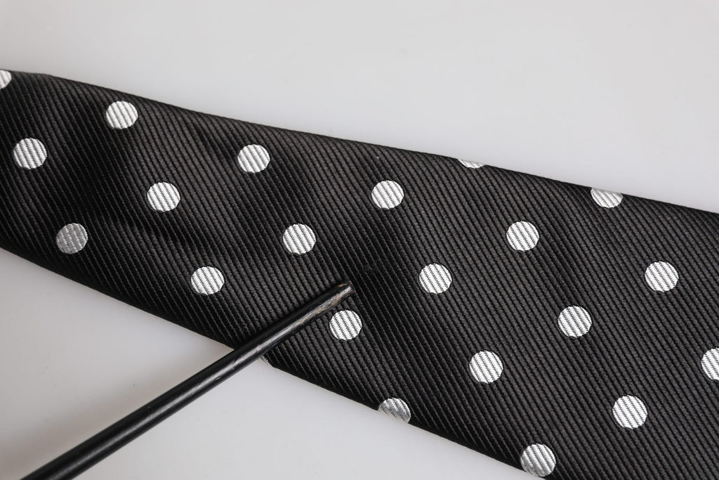 Black Polka Dots Silk Adjustable Necktie Tie