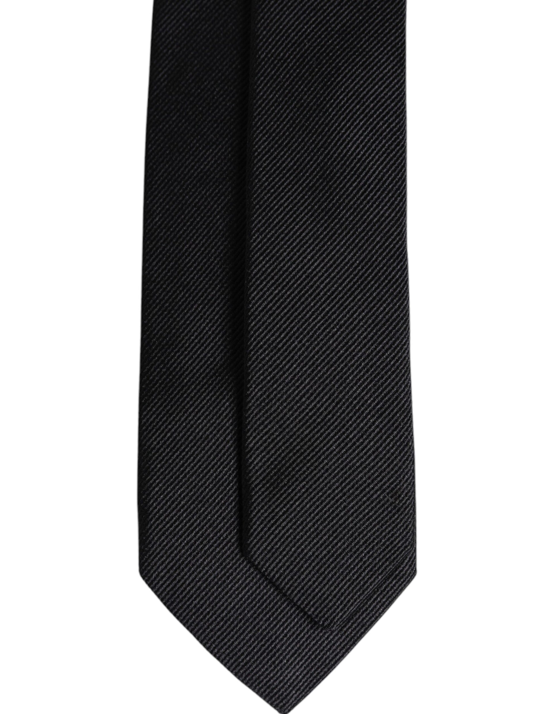 Dolce & Gabbana Black Solid Silk Adjustable Necktie Tie