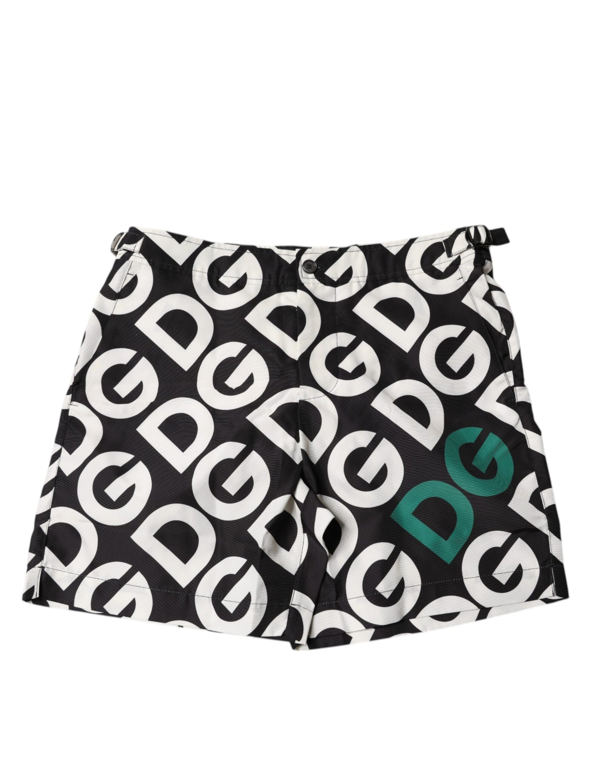 Schwarz-weißes Logo Beachwear Shorts Bademode
