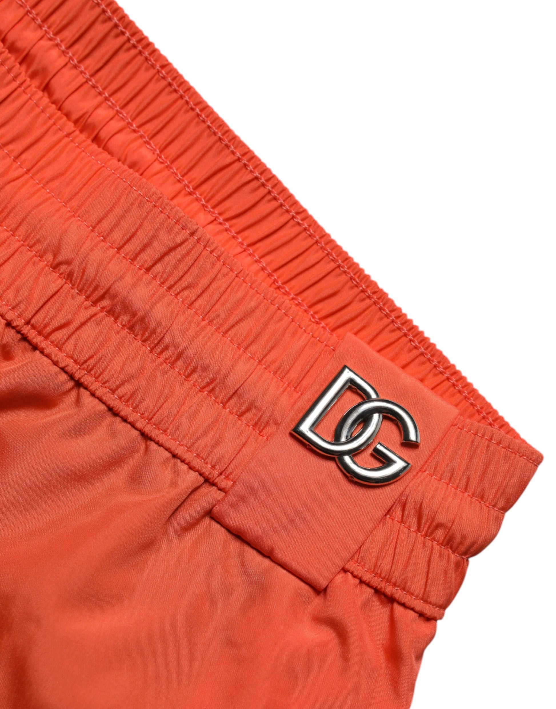 Orange Polyester Beachwear Shorts 2Pc Bademode