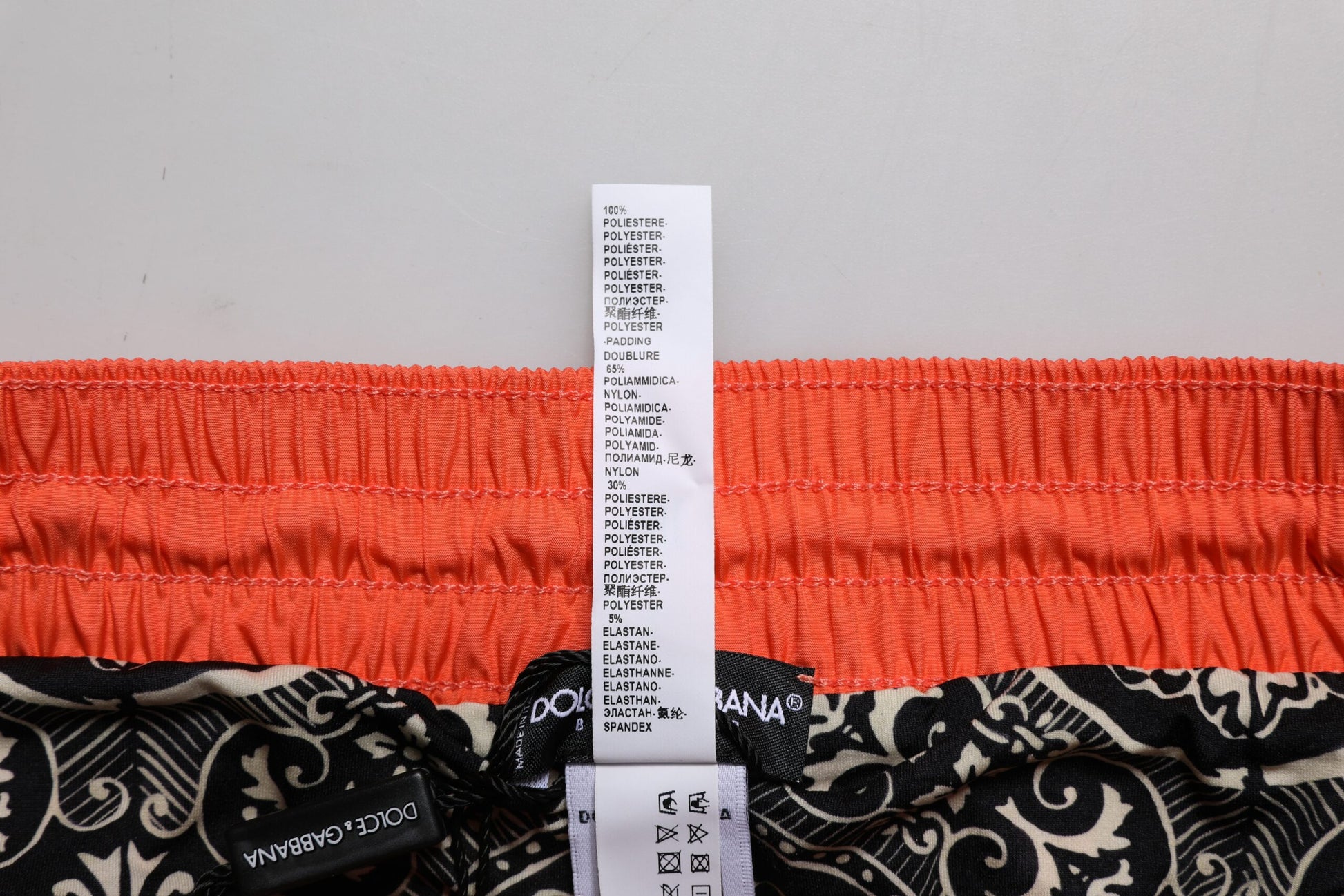 Orange Polyester Beachwear Shorts 2Pc Bademode
