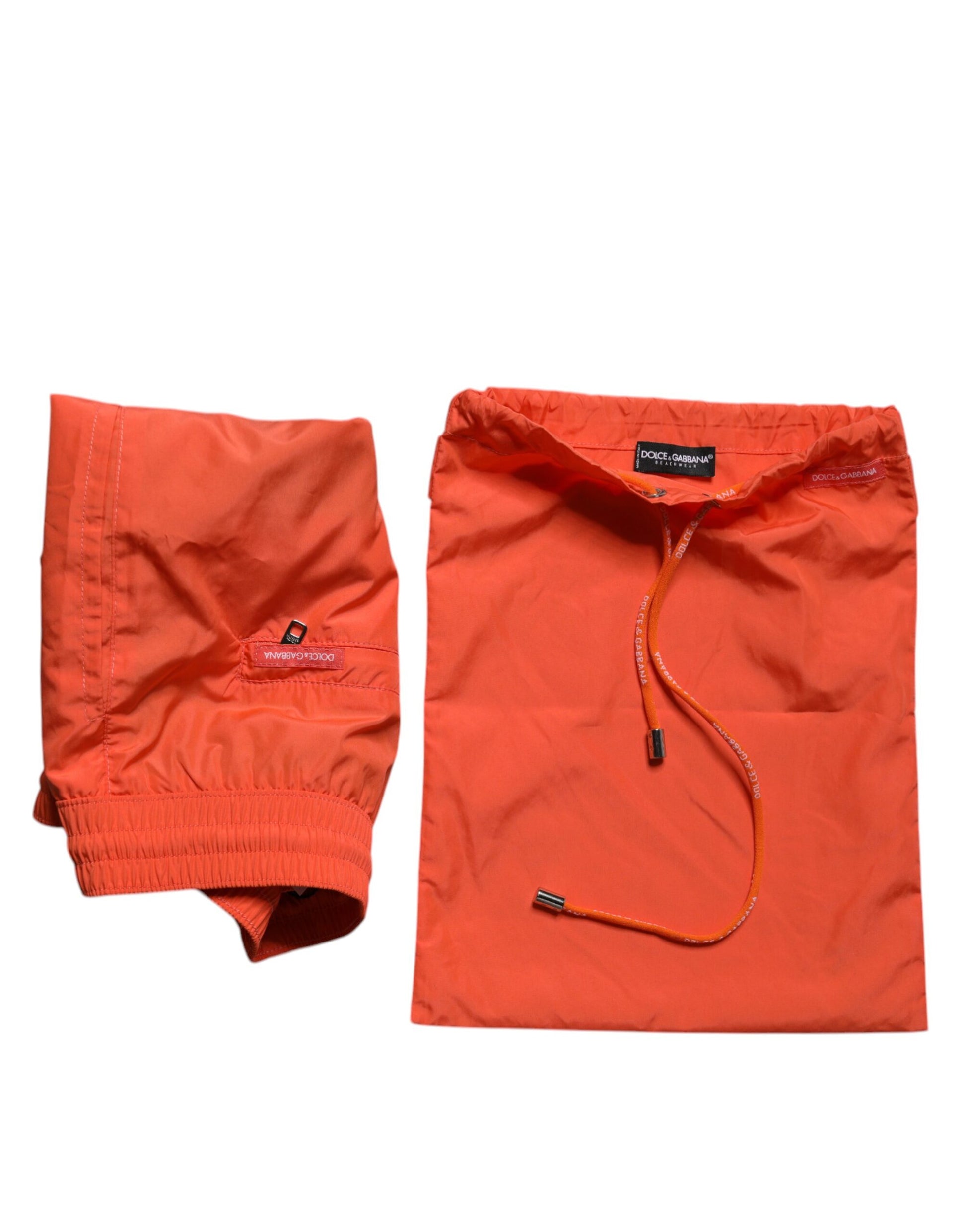 Orange Polyester Beachwear Shorts 2Pc Bademode