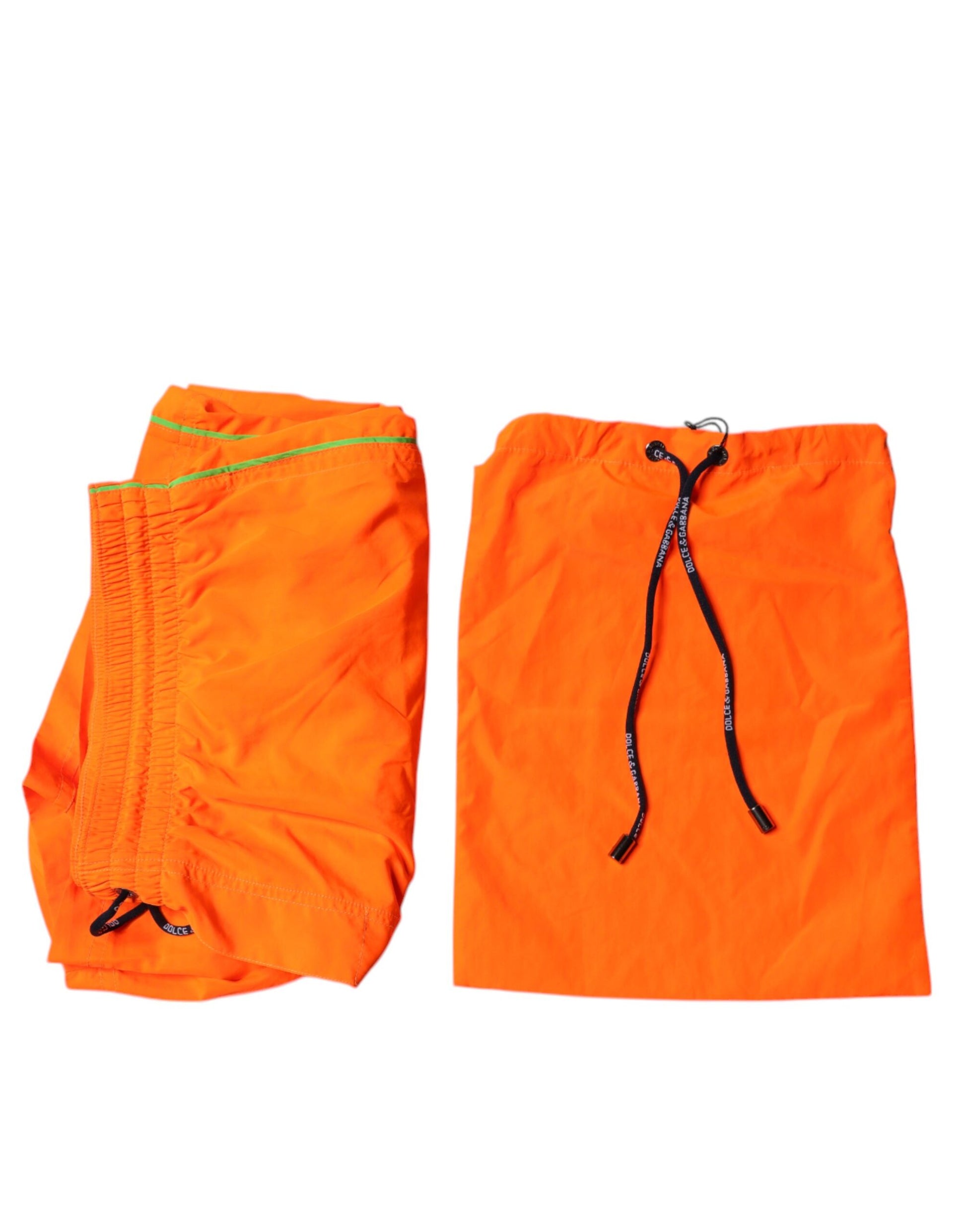 Orange Polyester Beachwear Shorts 2Pc Bademode