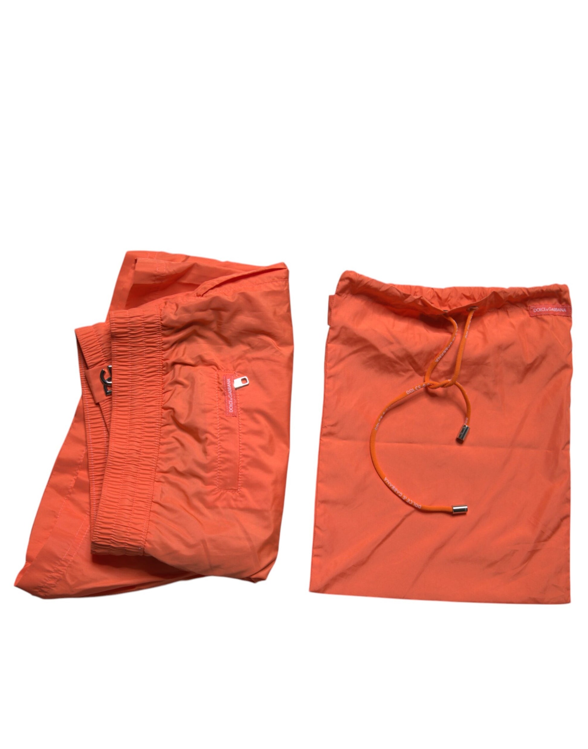 Orange Polyester Beachwear Shorts 2Pc Bademode