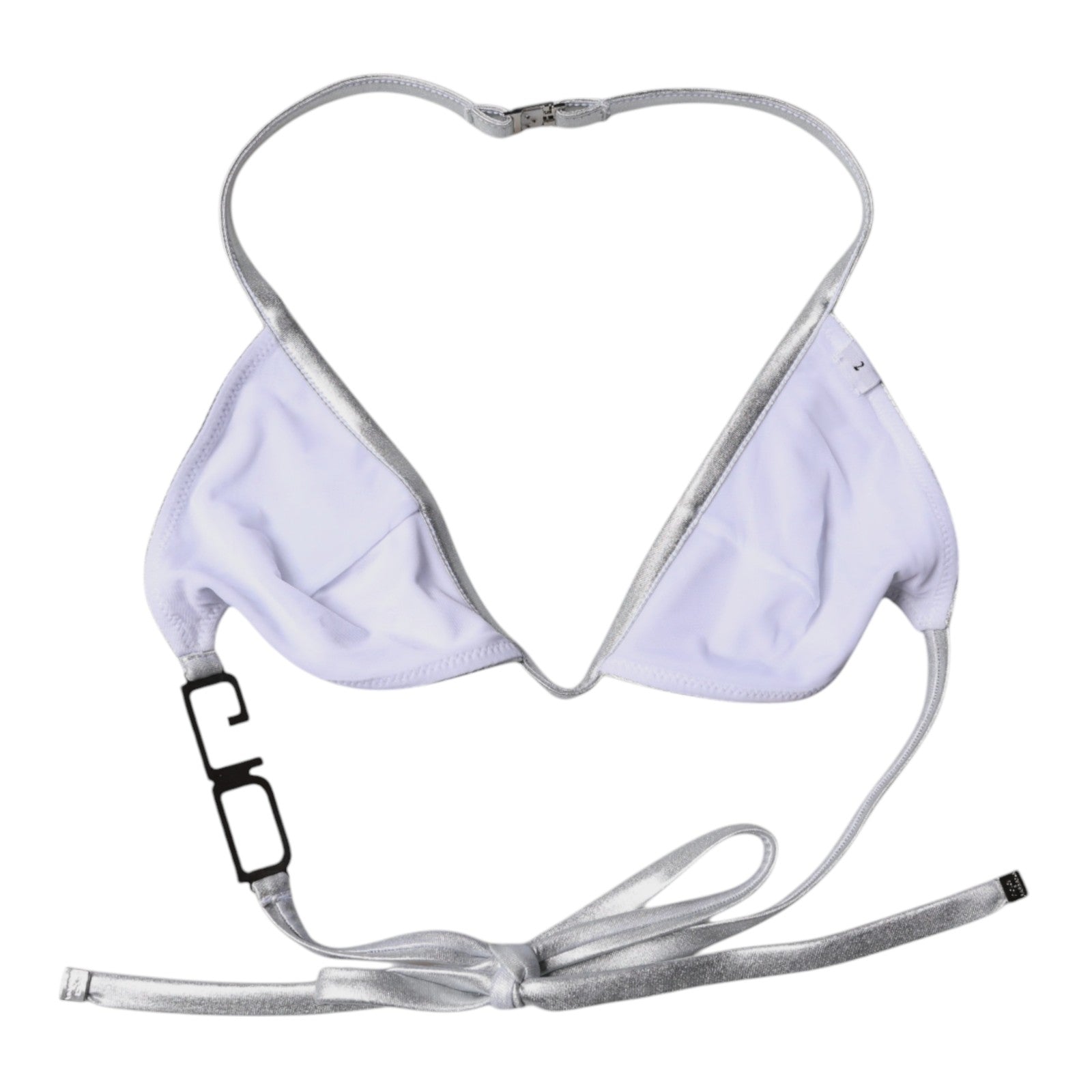 Silver Logo Halter Beachwear Bikini Top Swimwear