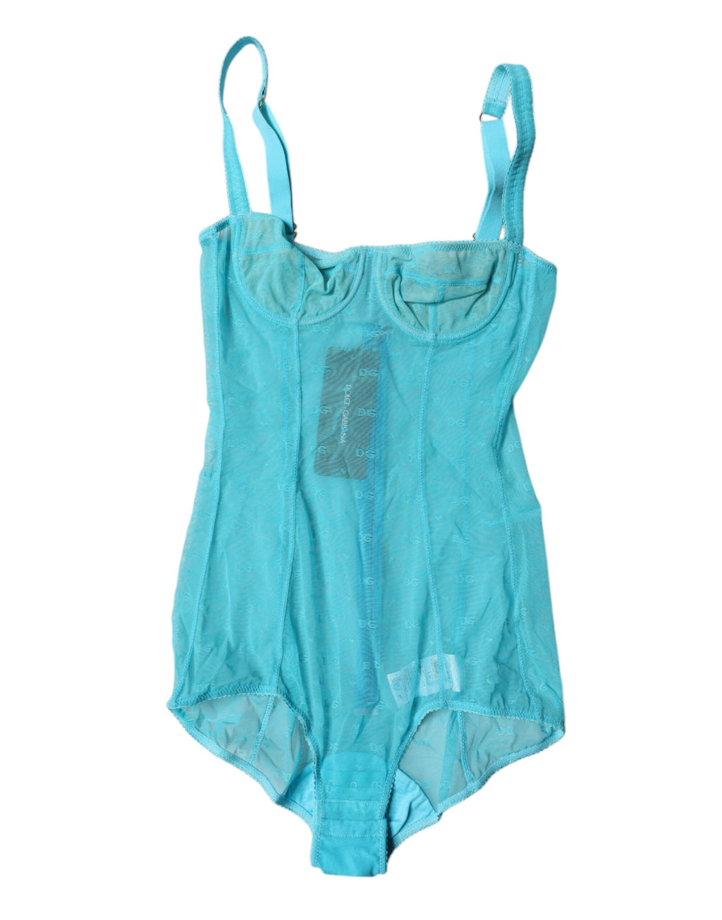 Blauer Tüll Balconette-BH Bodysuit Unterwäsche