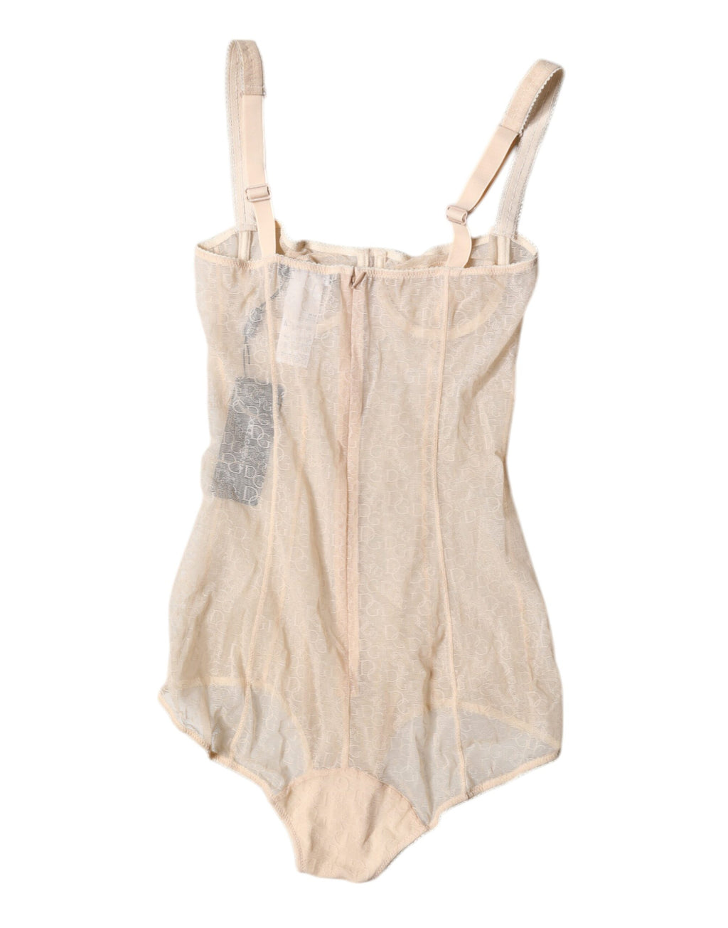 Beigefarbener Balconette-BH aus Tüll, Bodysuit-Unterwäsche